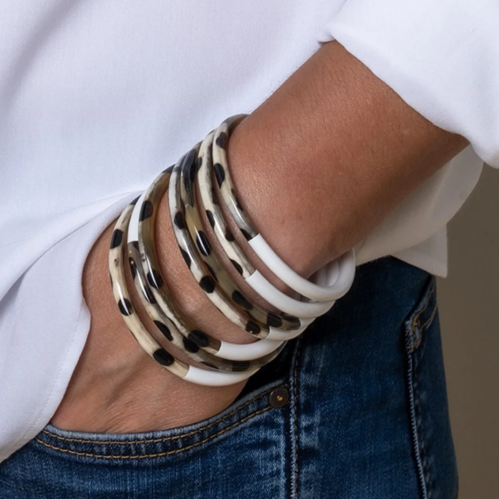 Jonc fin JOE Léopard & Blanc