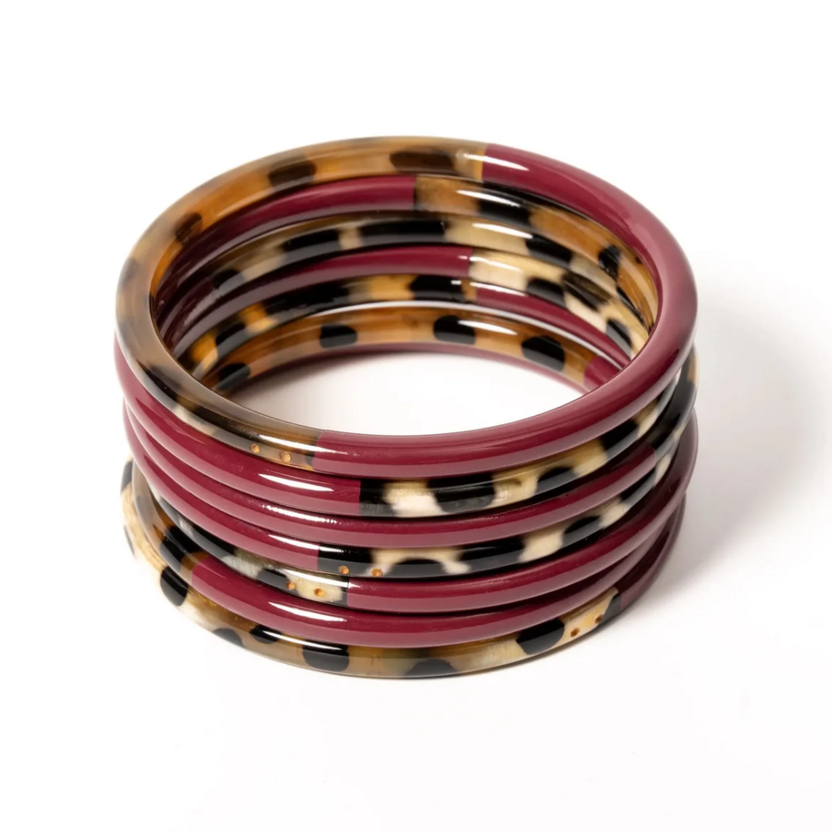 Jonc fin JOE Léopard & Lie de Vin