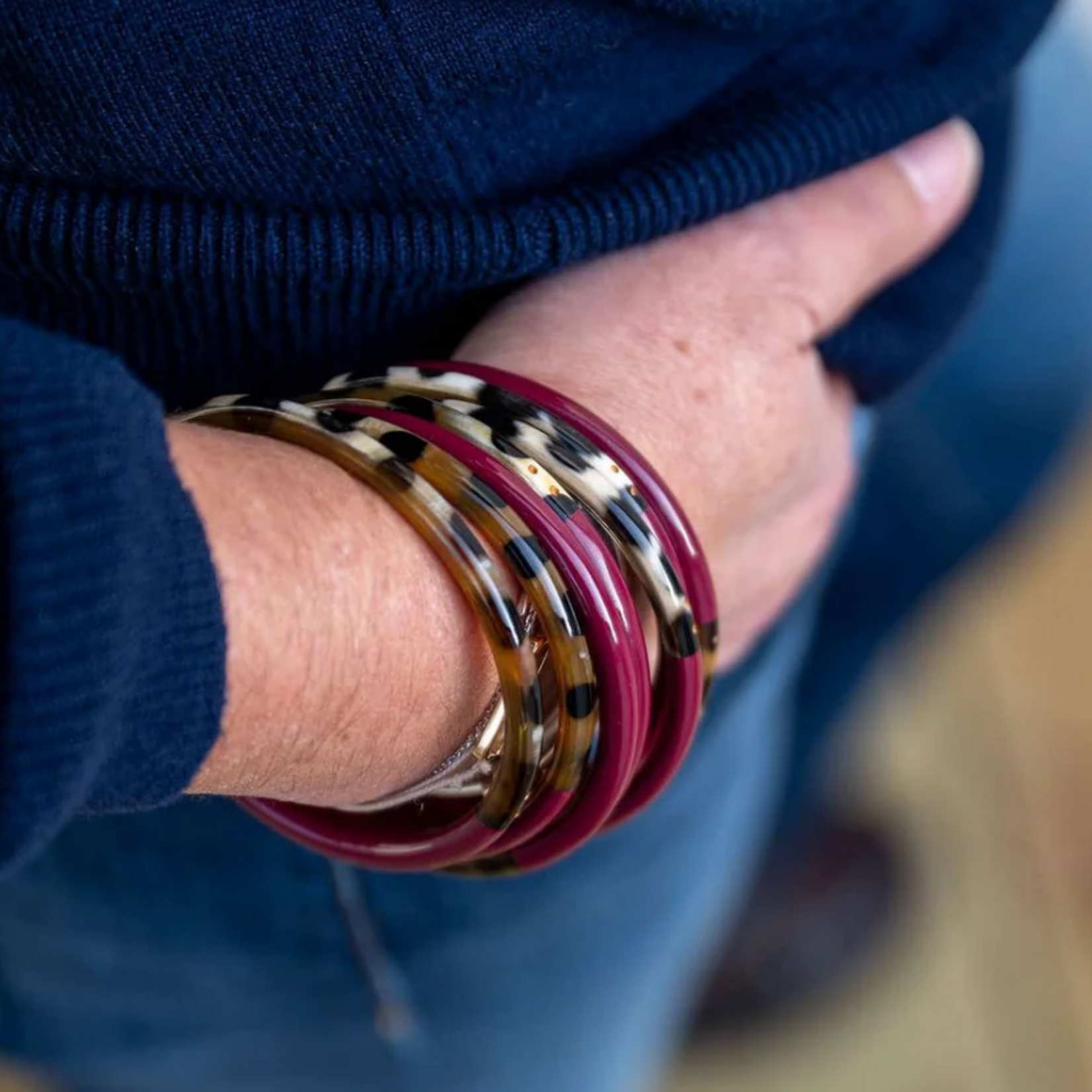 Jonc fin JOE Léopard & Lie de Vin