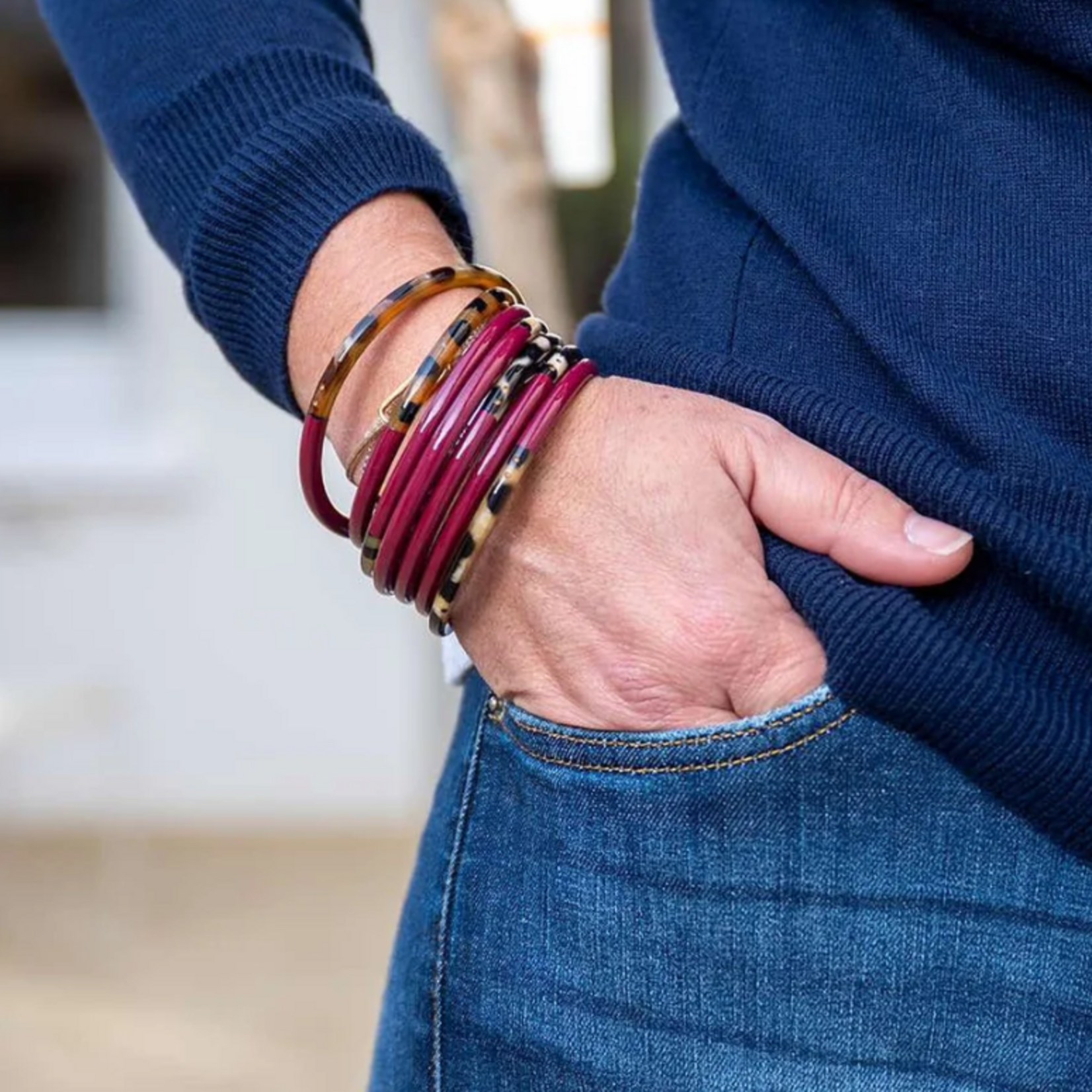 Jonc fin JOE Léopard & Lie de Vin