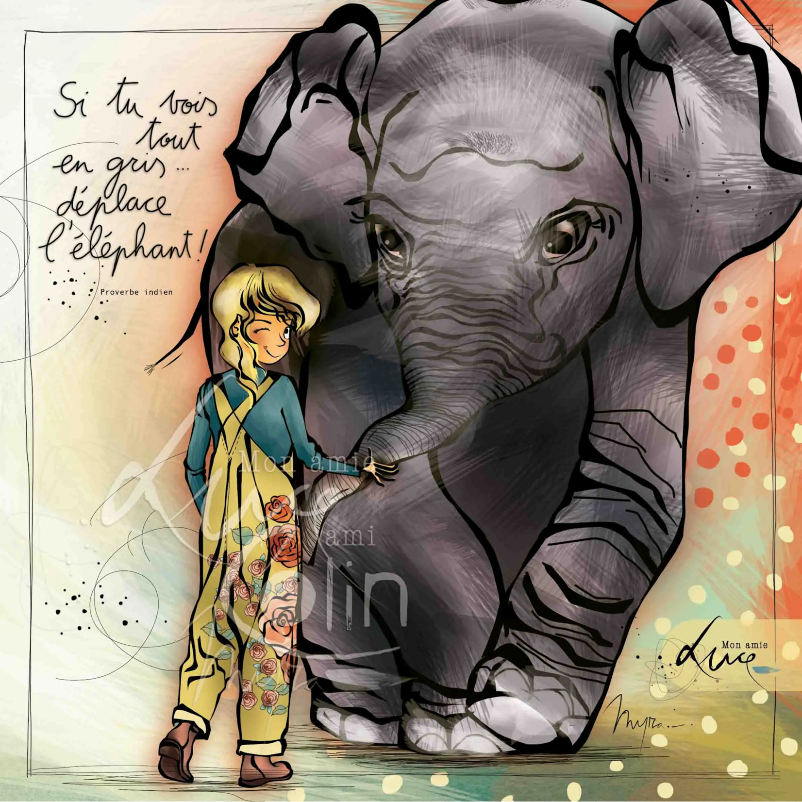 Carte postale "Si tu vois tout en gris"