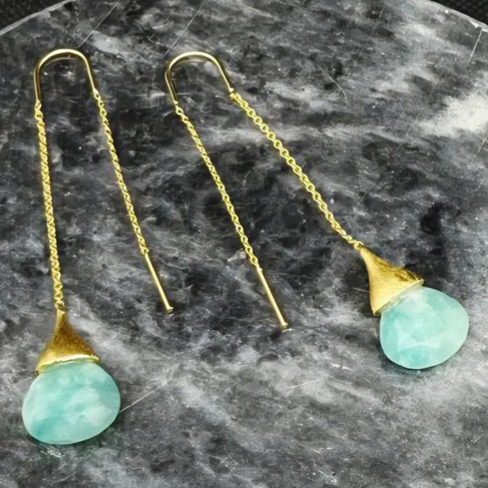 Boucles d'oreilles longues Goutte Poétique Amazonite