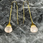 Boucles d'oreilles longues Goutte Poétique Quartz Rose