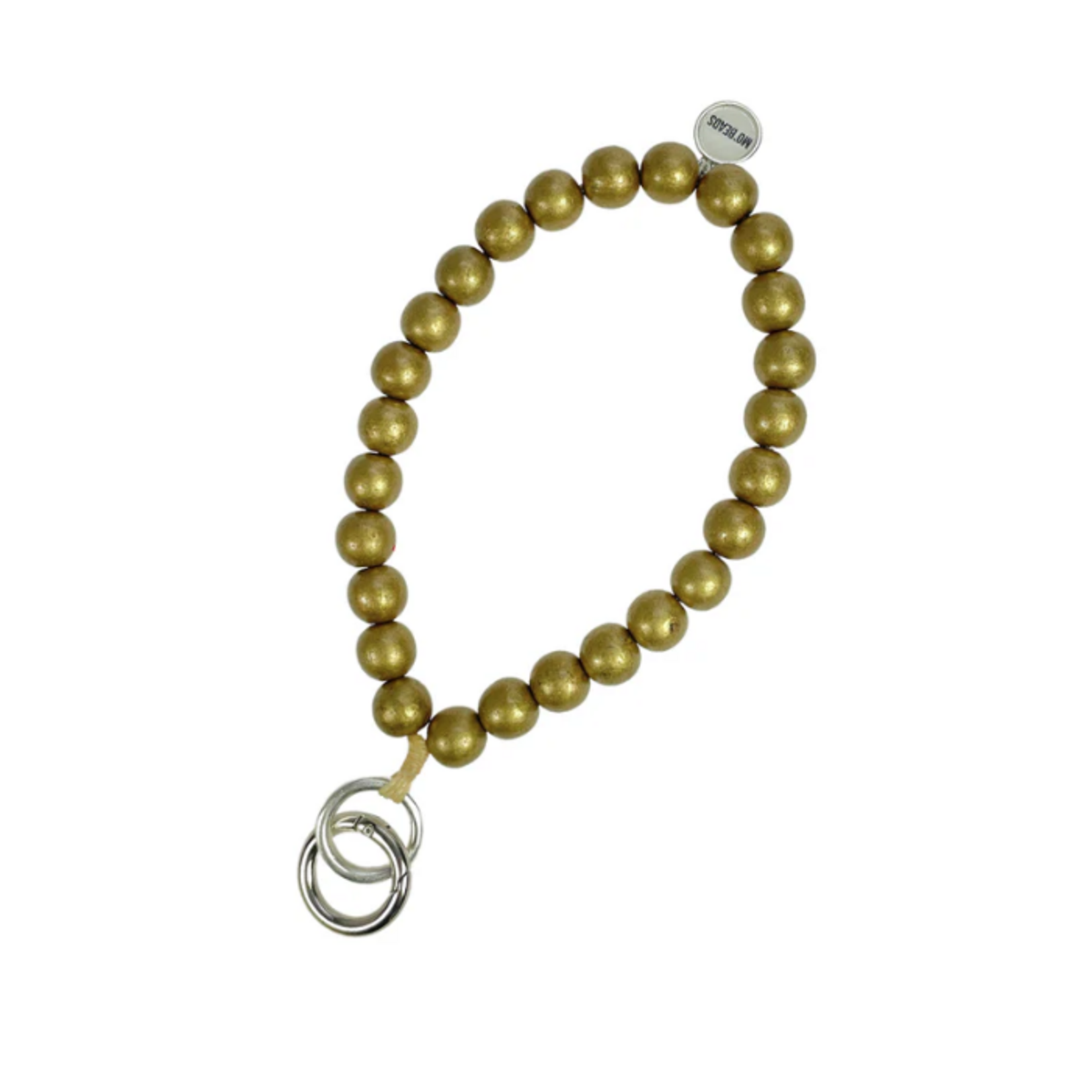 Petite chaîne à natel en perles en bois - Doré