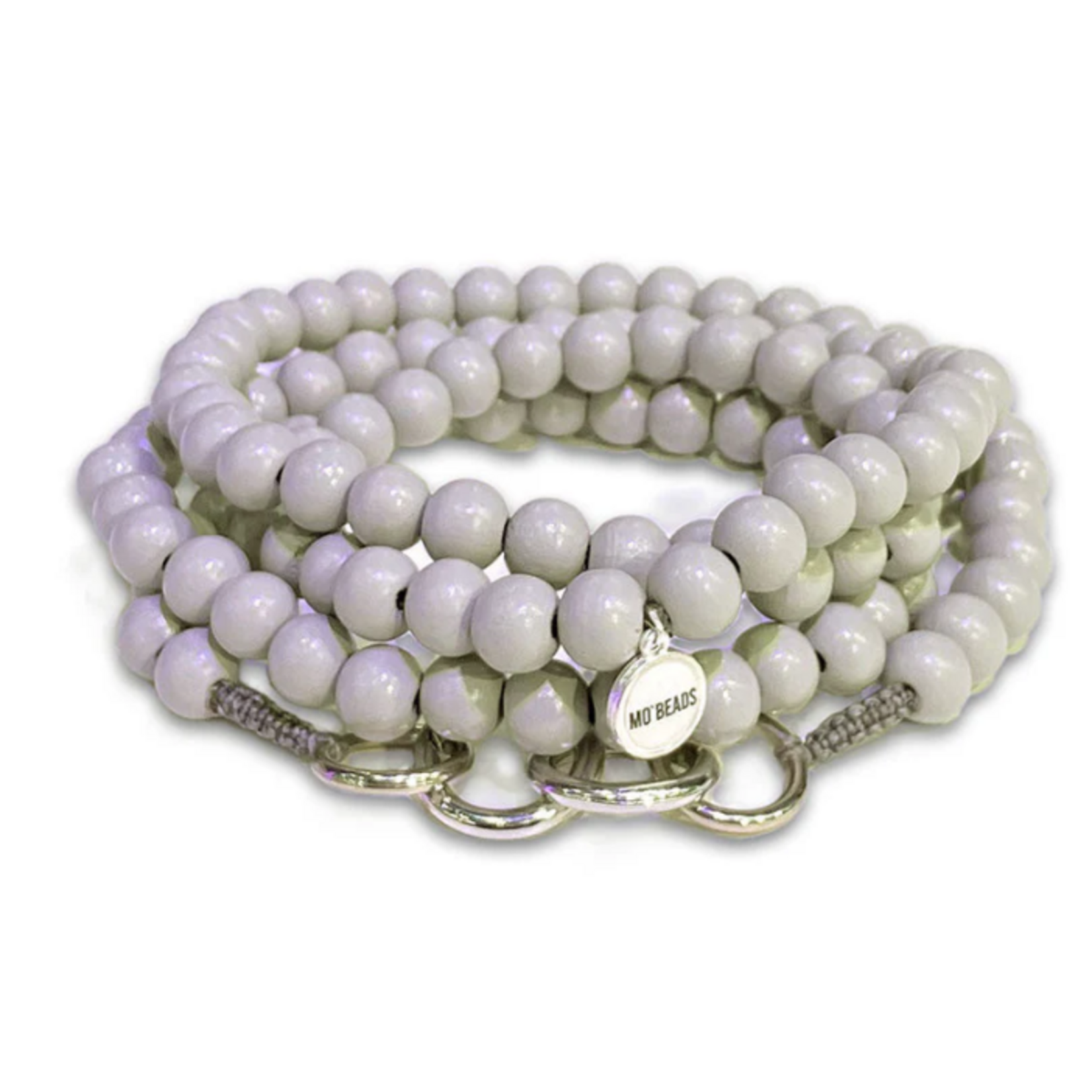 Chaîne à natel en perles en bois - Gris clair