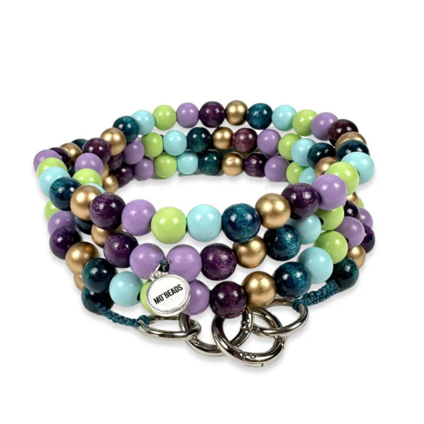 Chaîne à natel en perles en bois - Mélange Bleu