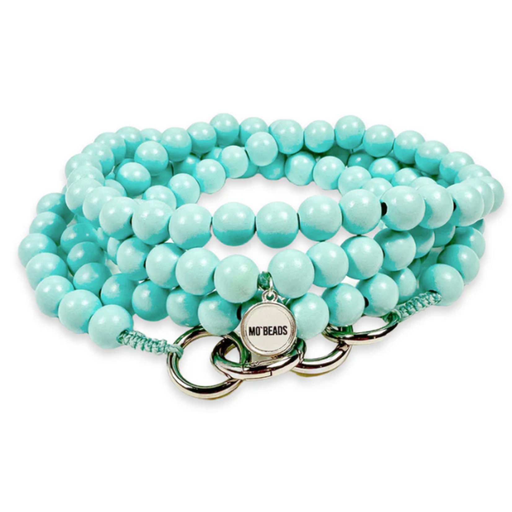 Chaîne à natel en perles en bois - Bleu clair
