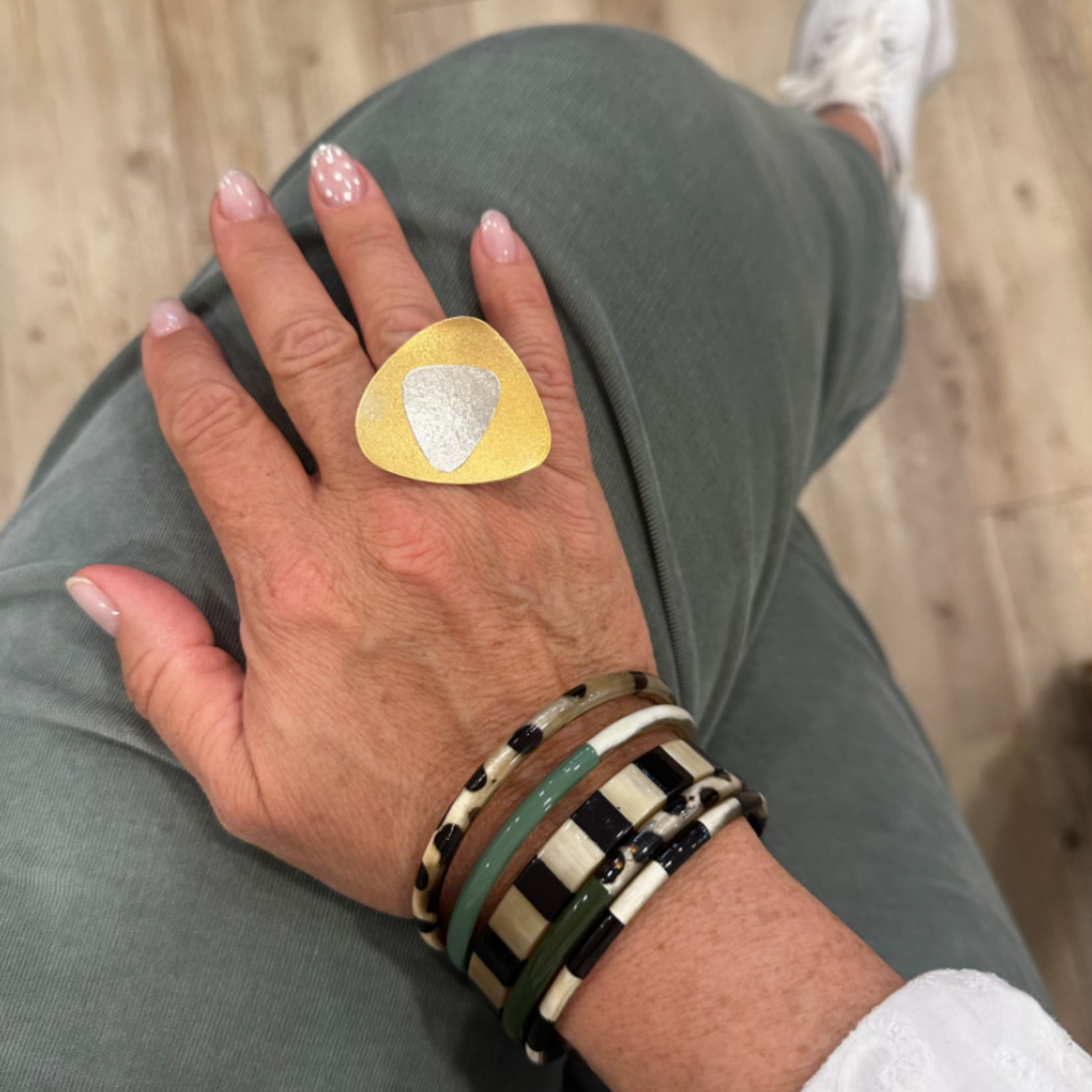 Bague Triangle - Or et Argent