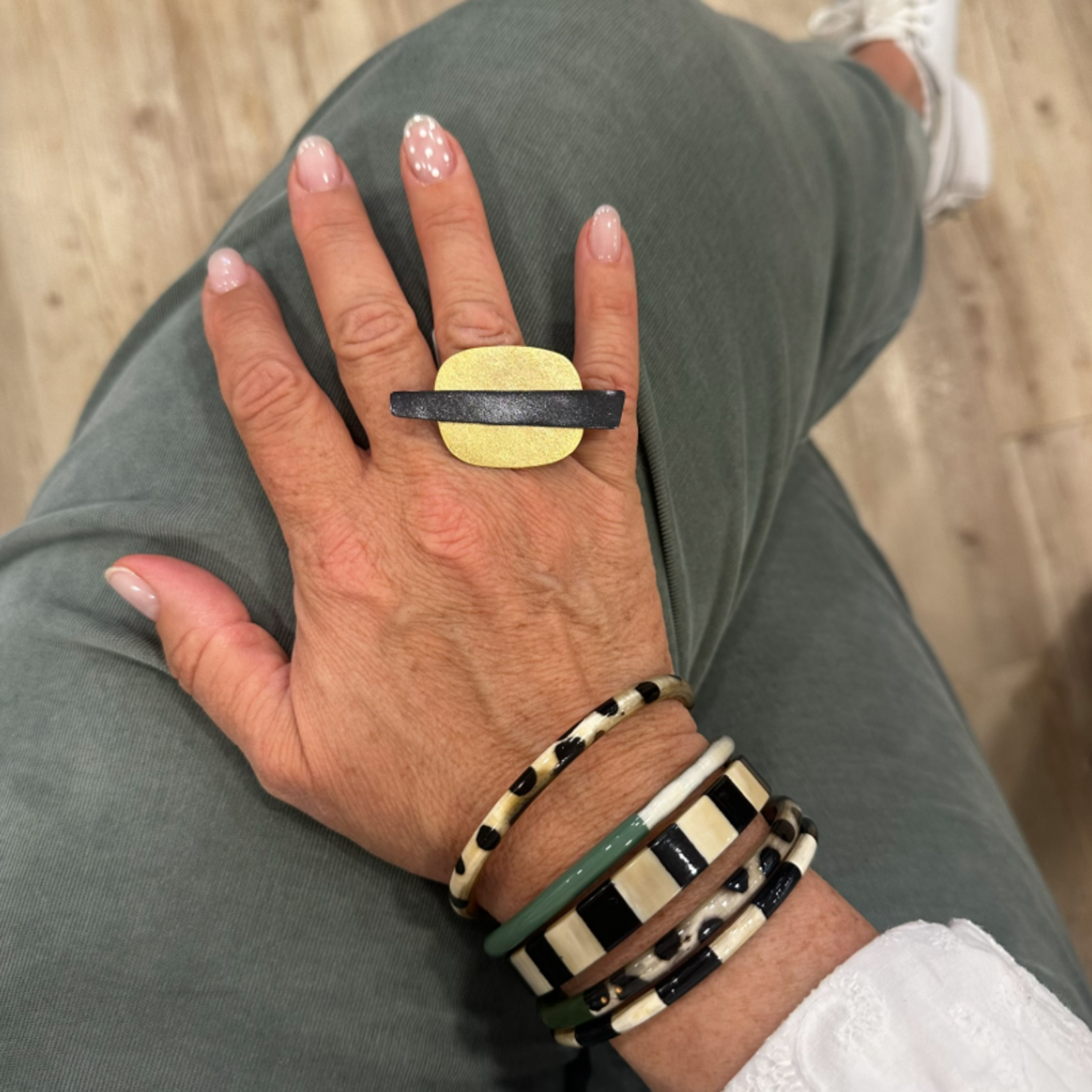 Bague Ovale - Or et Noir