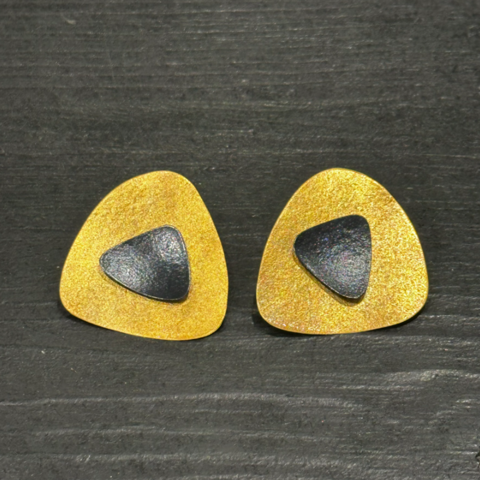 Boucles d'oreillles Triangle - Or et Noir