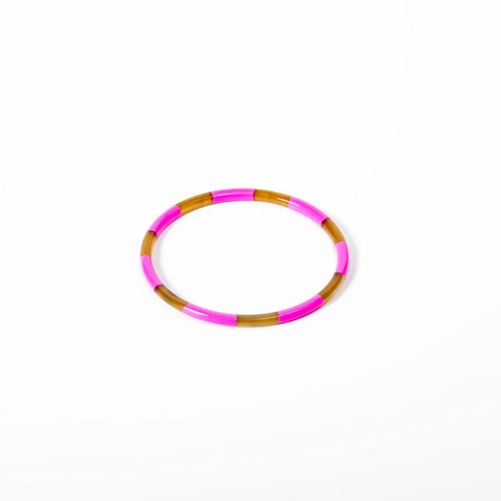 Jonc fin JOE Rayé Rose Fluo