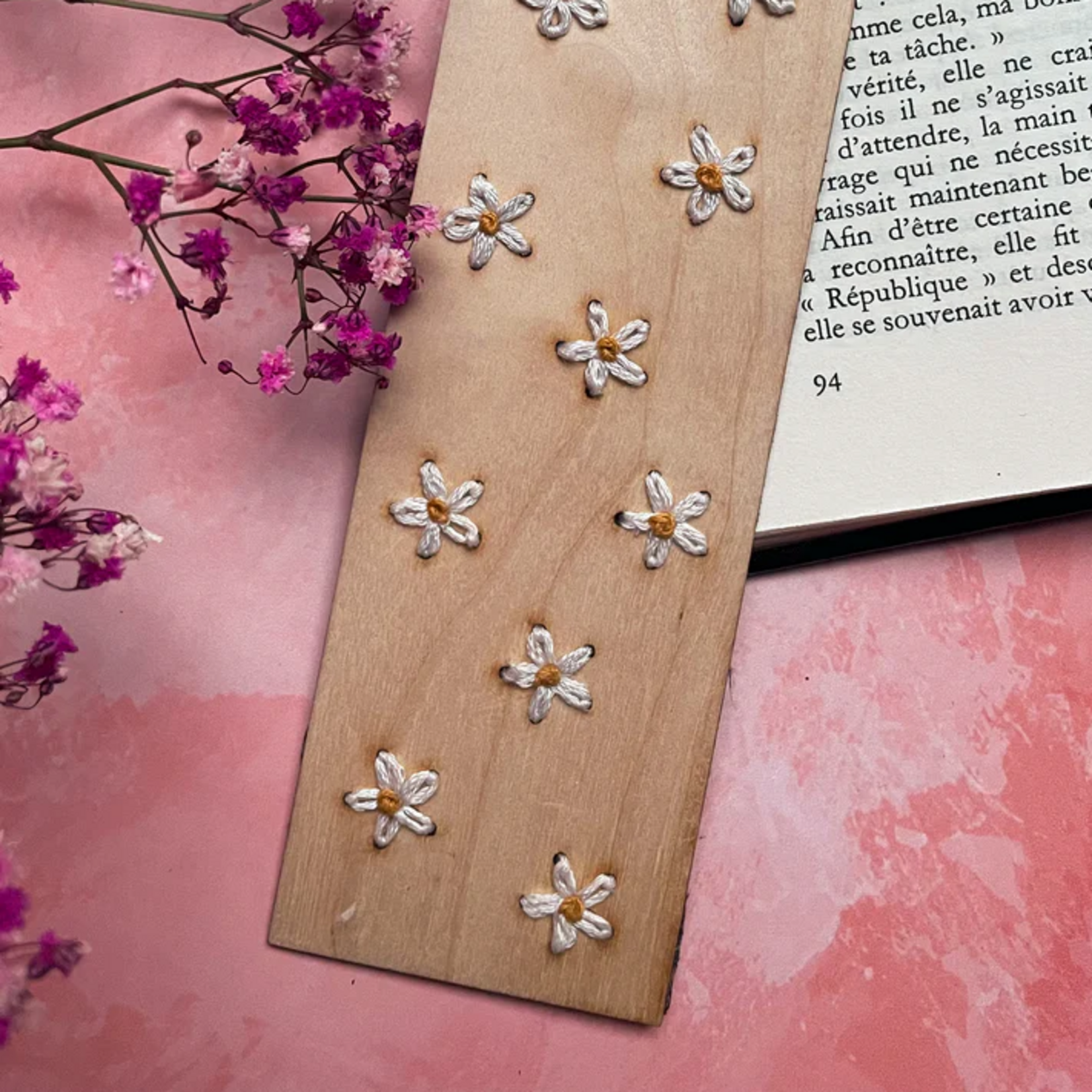 Kit de broderie - Marque Page Fleurs