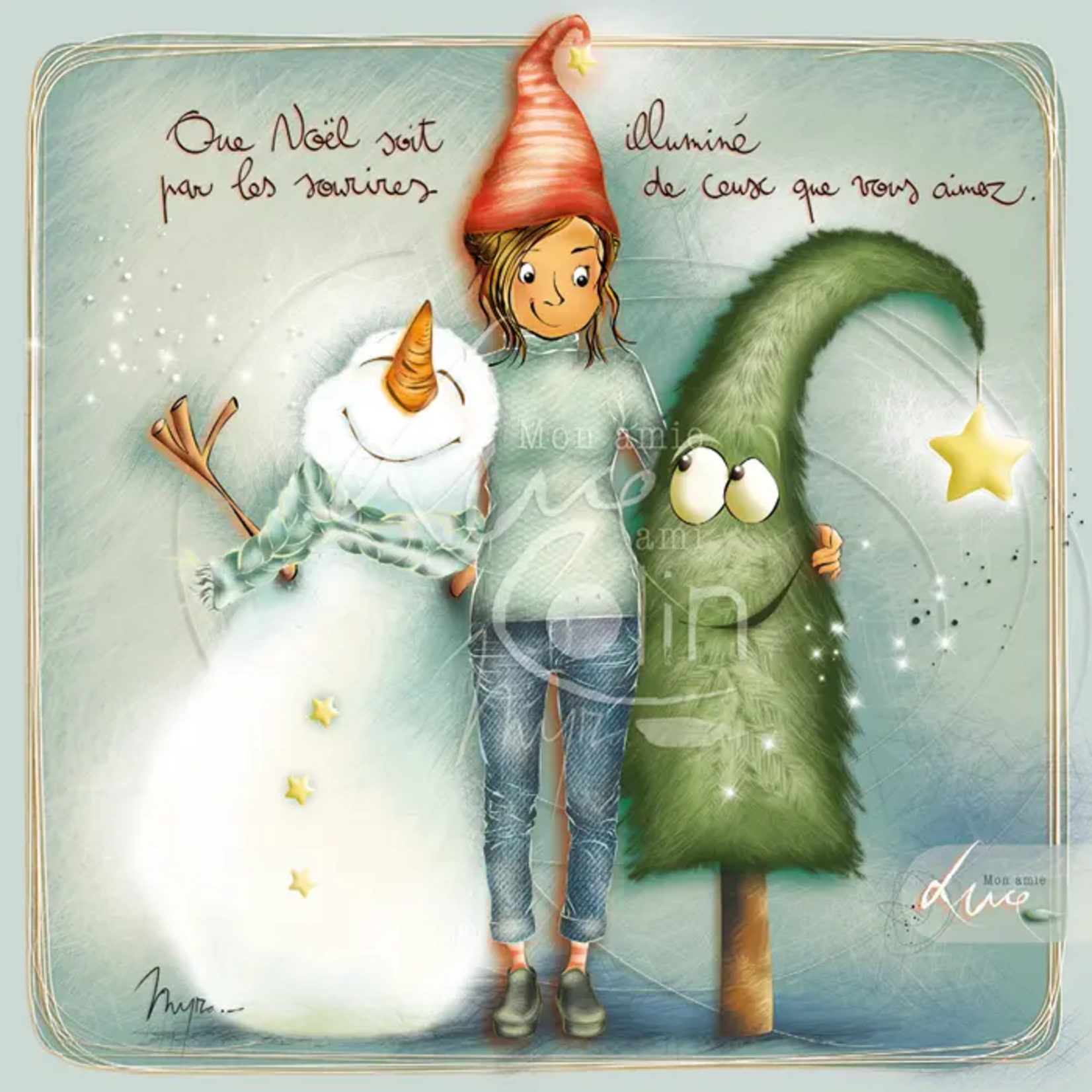 Carte postale "Que Noël soit illuminé par les sourires de ceux que vous aimez"