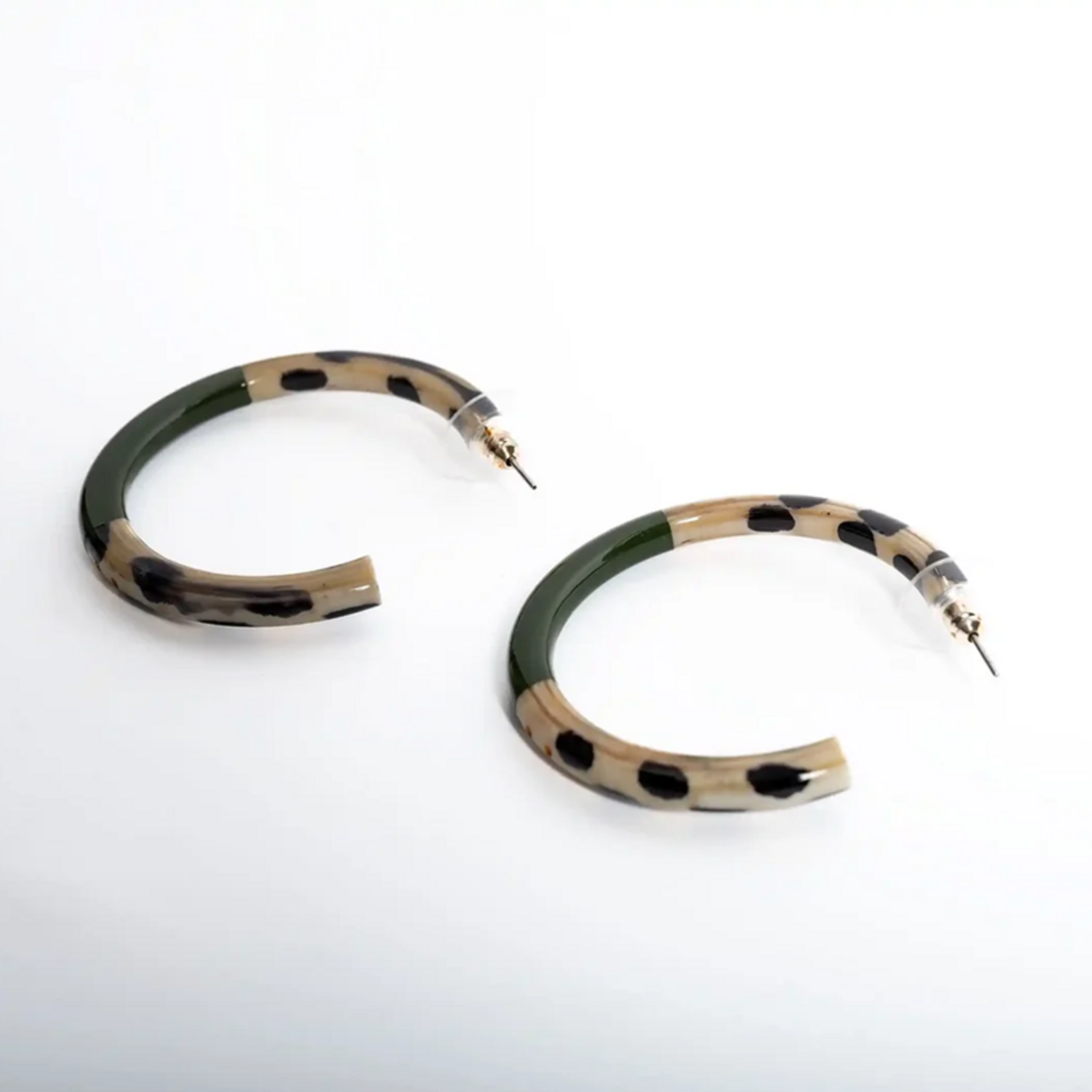 Créoles KATHLEEN Léopard & Kaki (5 cm)