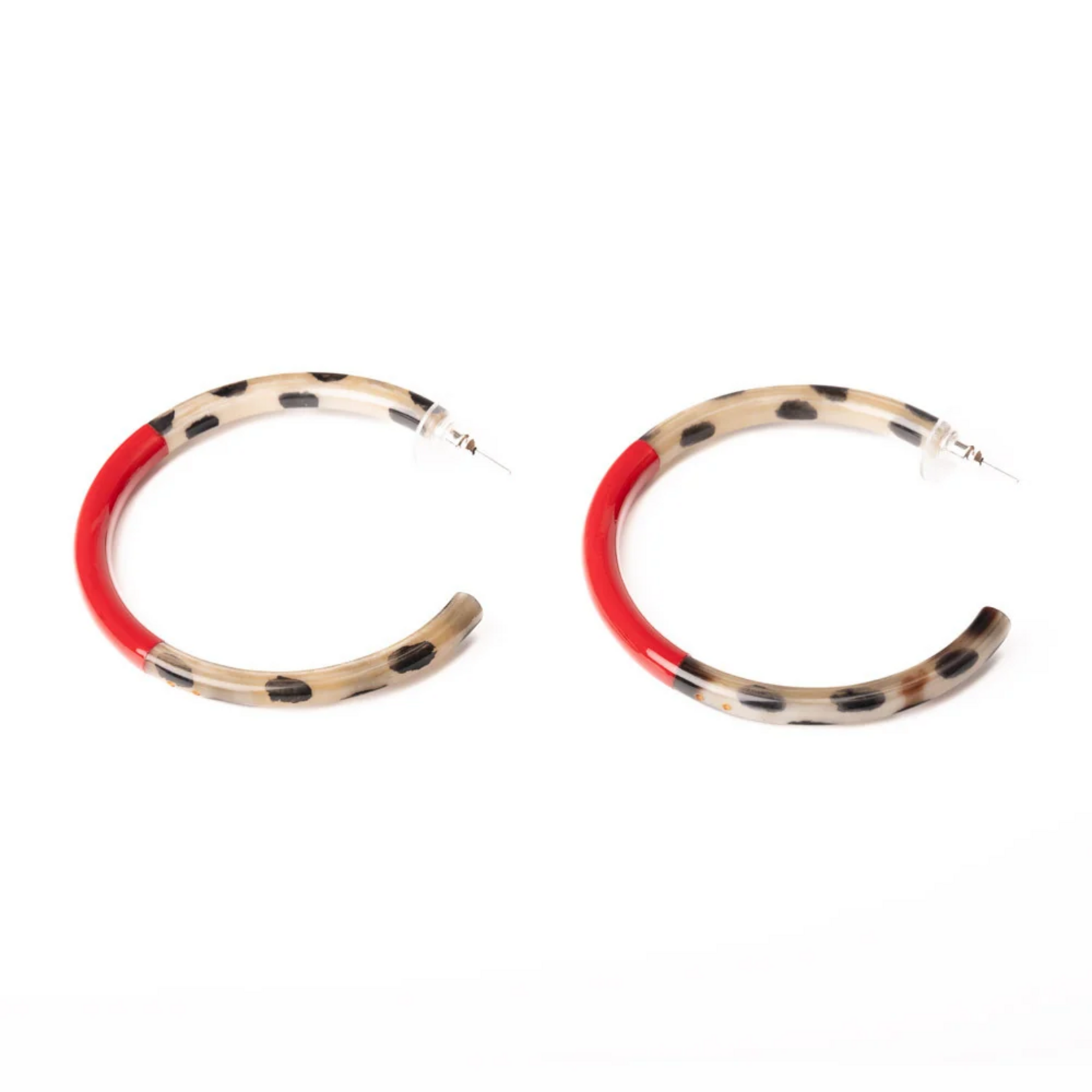 Créoles KATHLEEN Léopard & Rouge (4 cm)