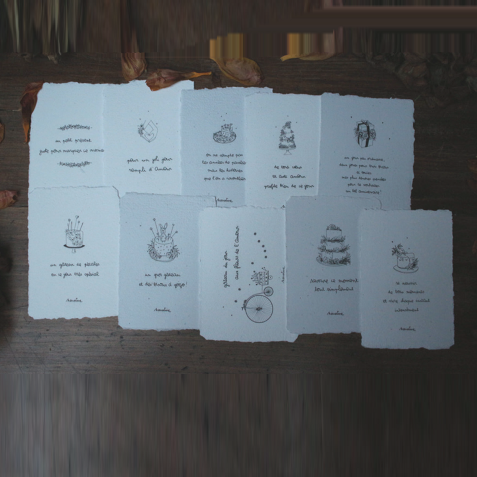 Coffret Anniversaire - 10 cartes artisanales poétiques