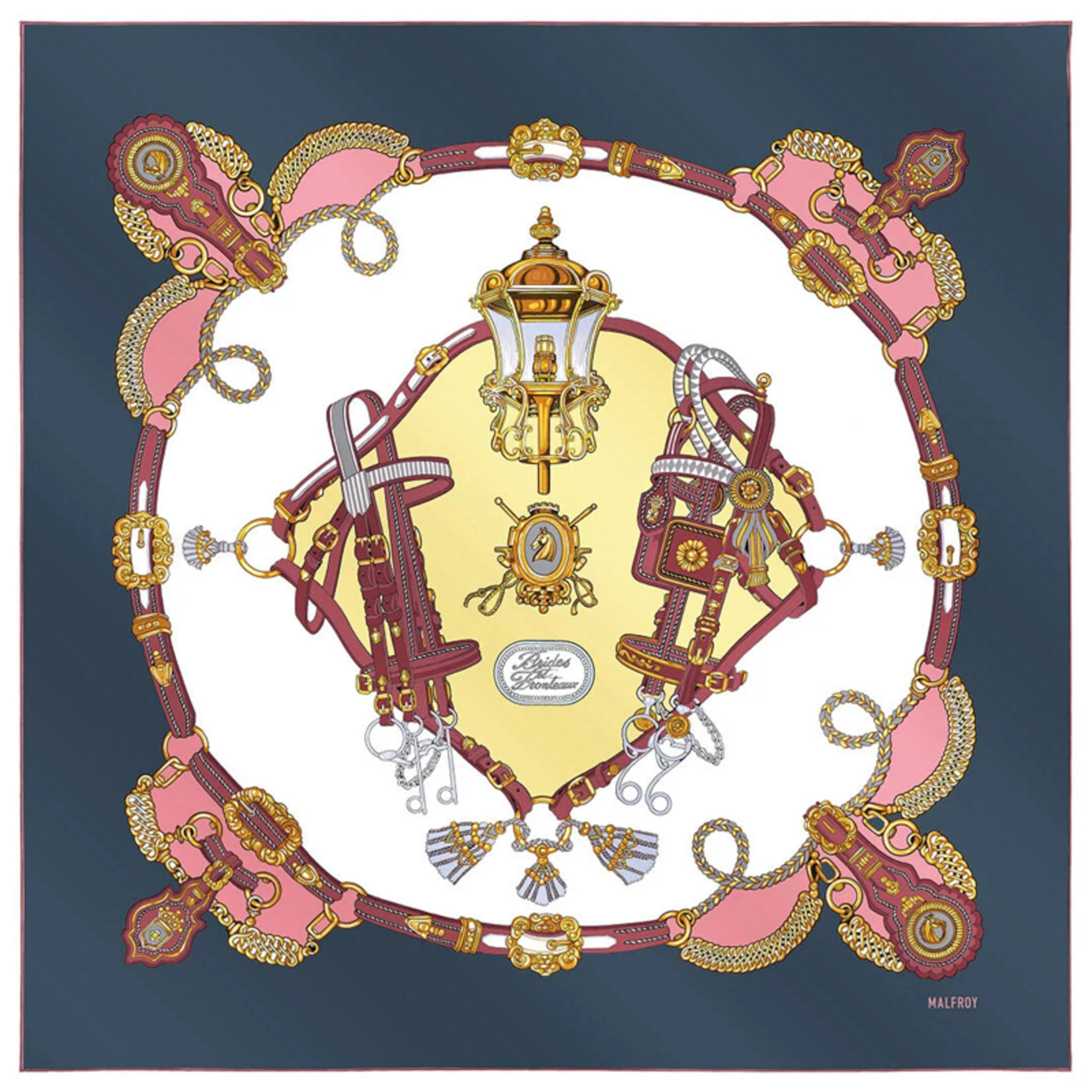 Carré de soie 90 - Brides et Fronteaux - Bleu