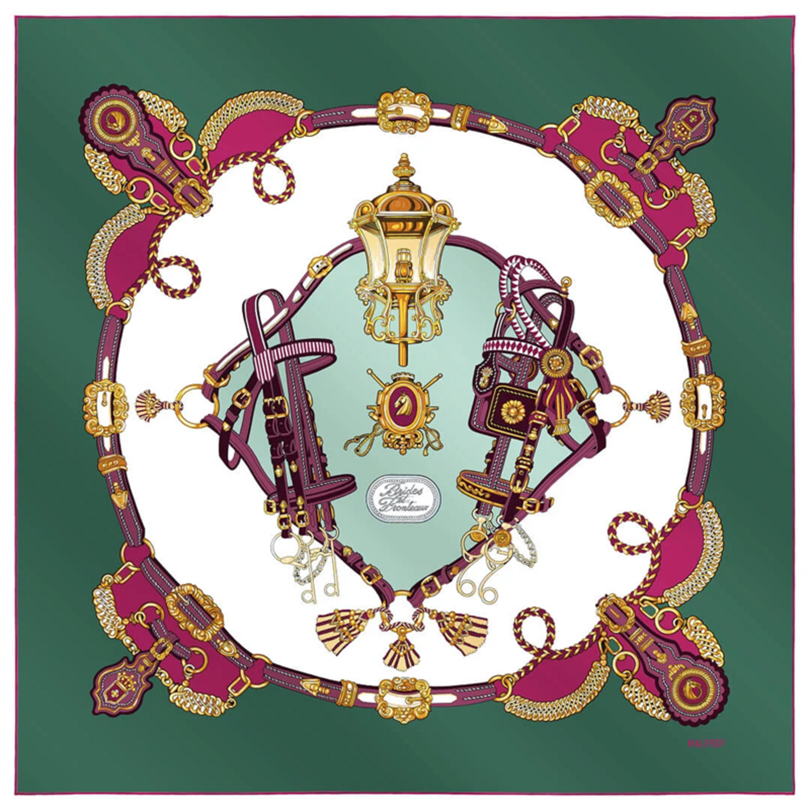 Carré de soie 90 - Brides et Fronteaux - Vert