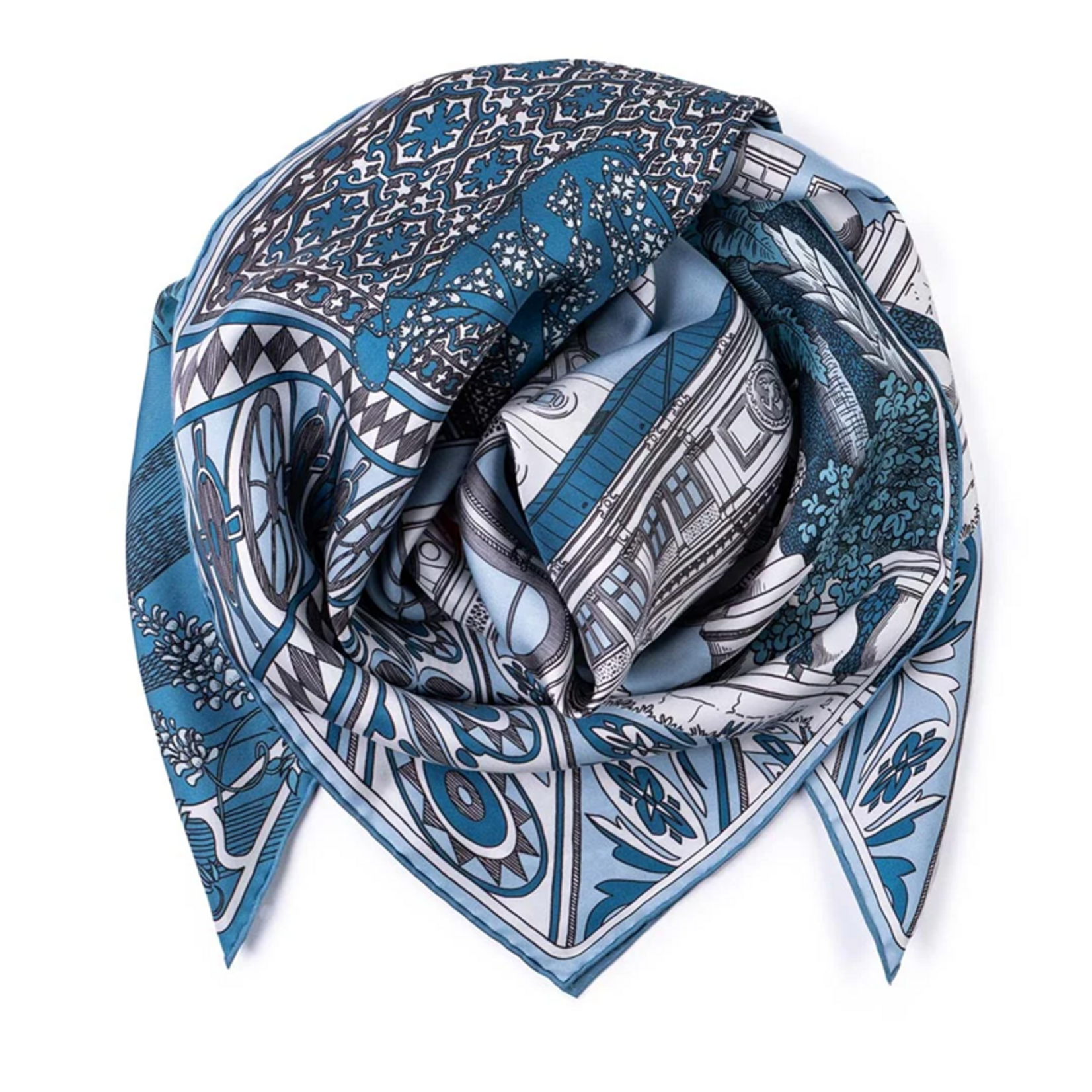 Carré de soie 90 - Sarah Bernhardt – Bleu