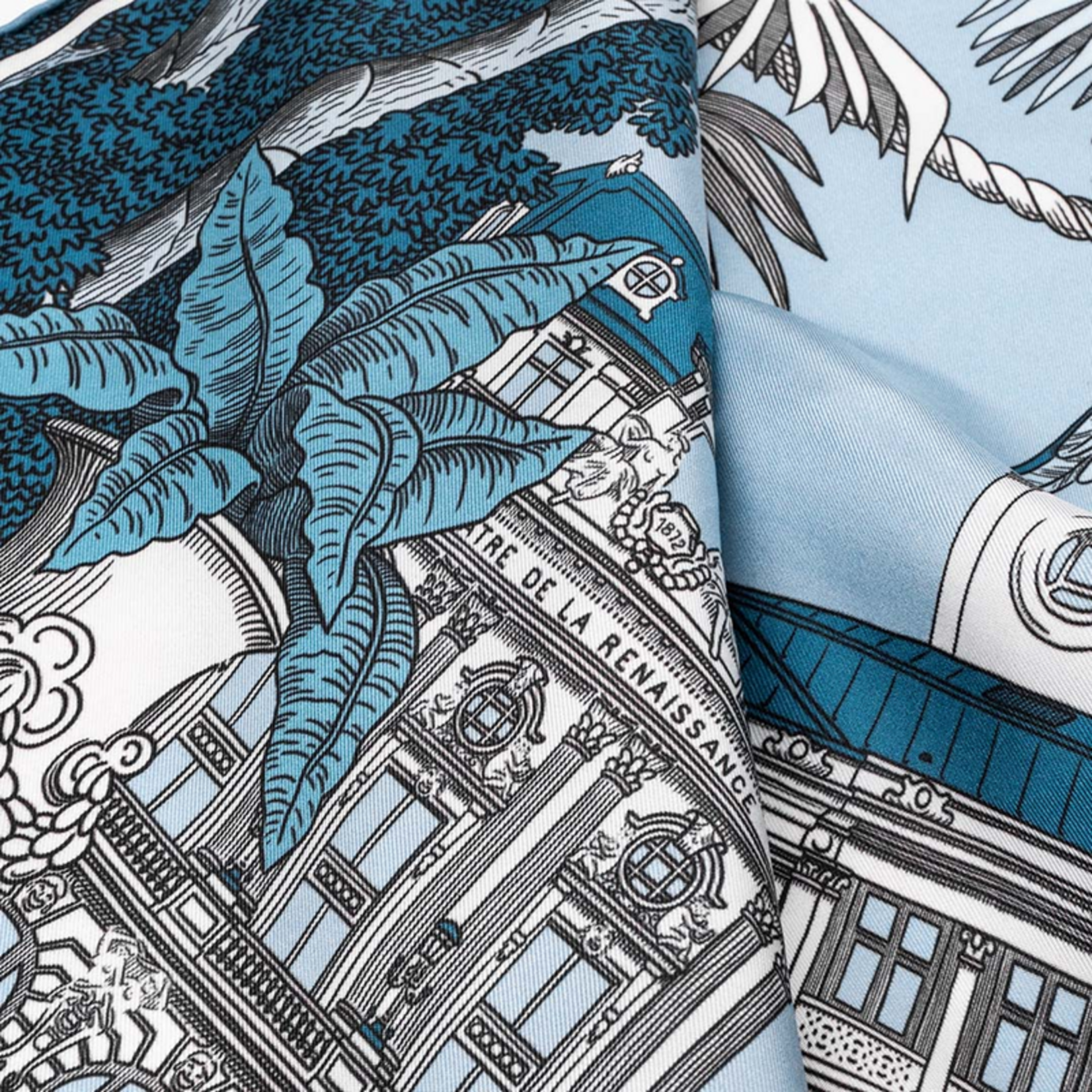 Carré de soie 90 - Sarah Bernhardt – Bleu
