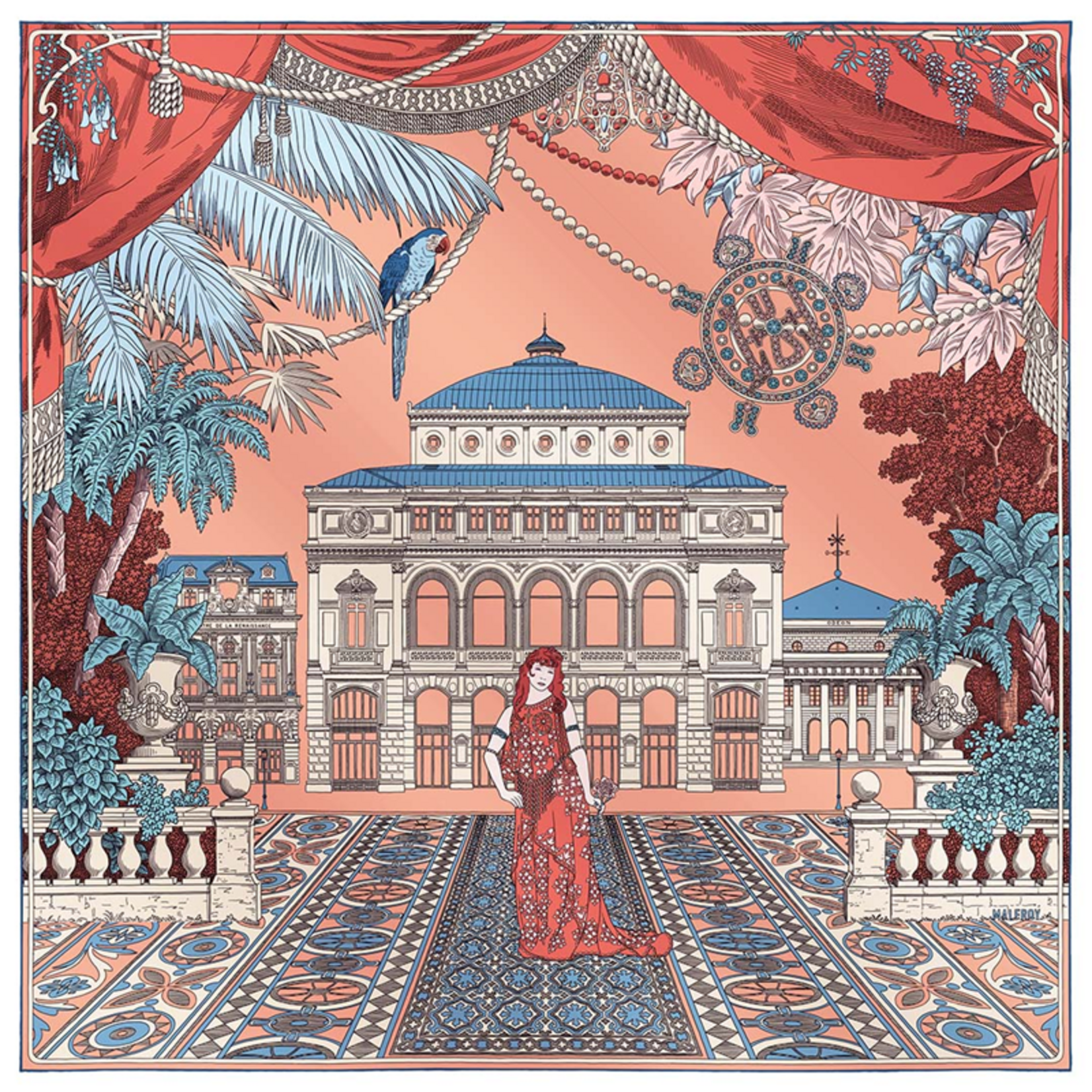Carré de soie 90 - Sarah Bernhardt – Orange