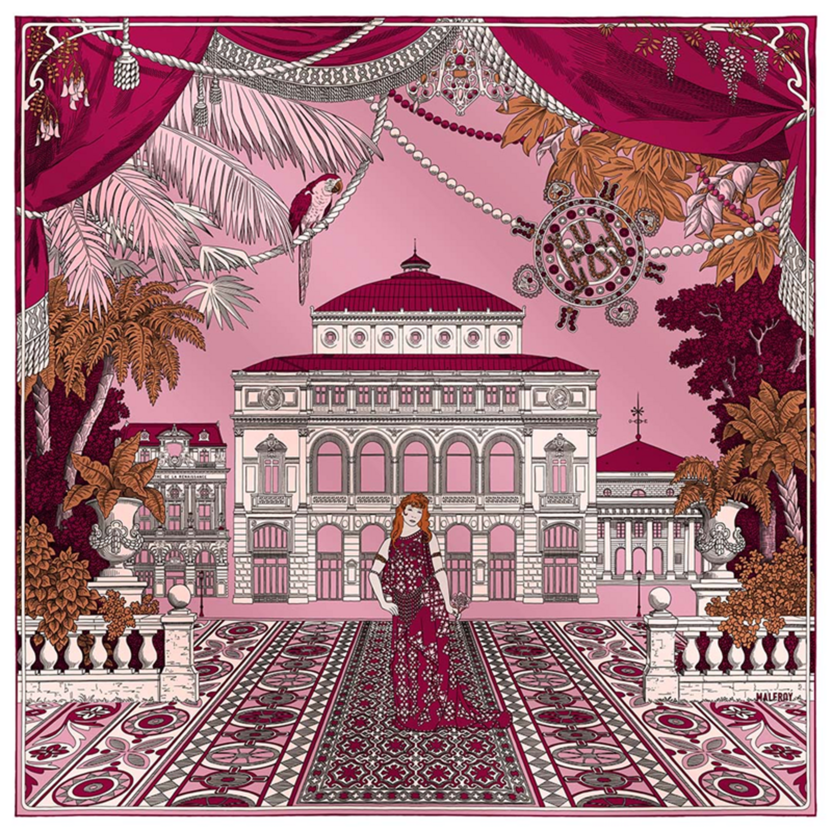 Carré de soie 90 - Sarah Bernhardt – Rouge