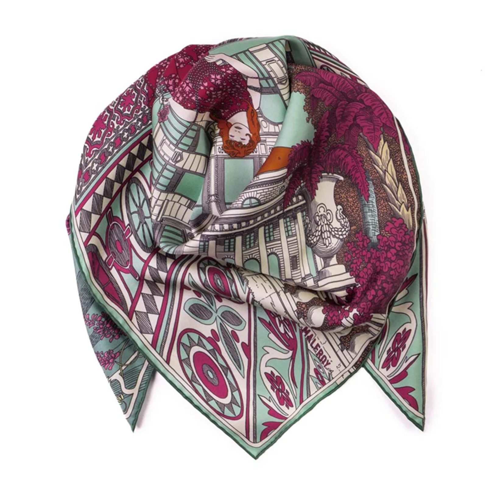 Carré de soie 90 - Sarah Bernhardt – Vert