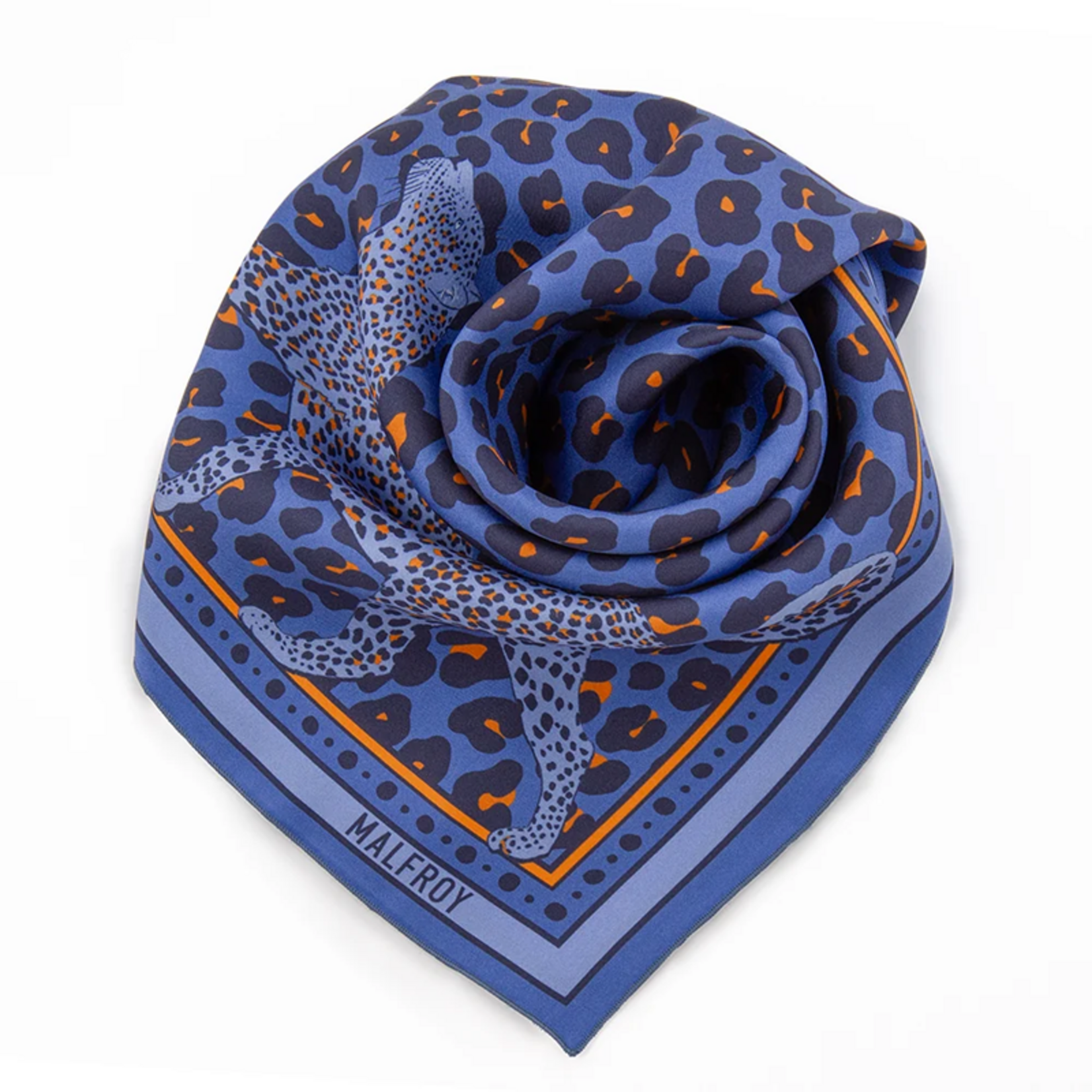 Carré de soie 67 - Léopard – Bleu