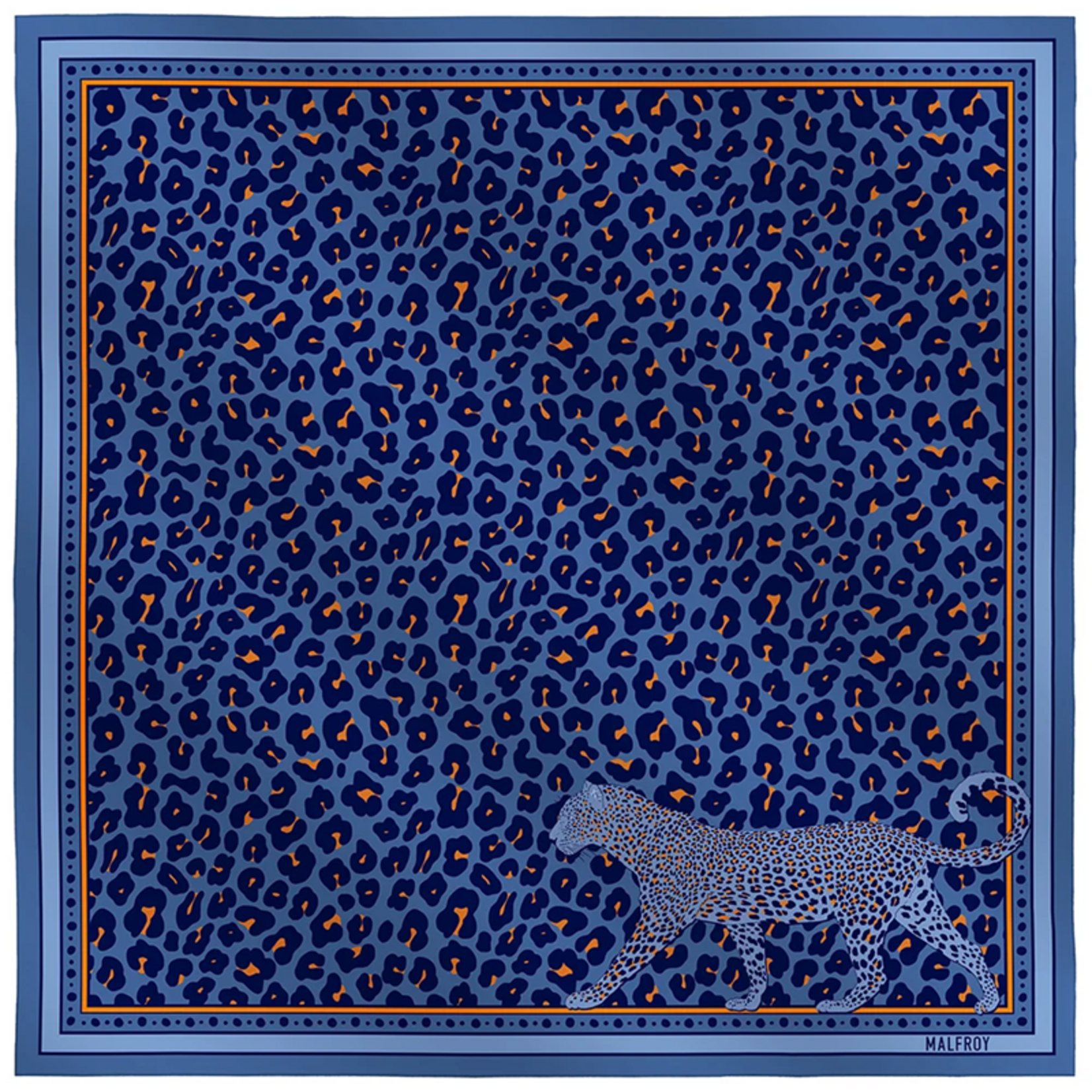 Carré de soie 67 - Léopard – Bleu