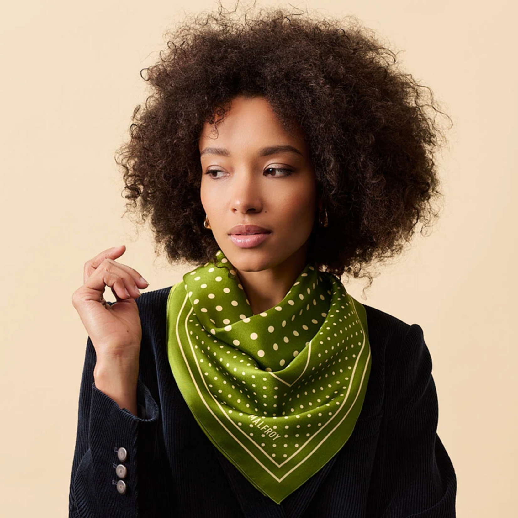 Carré de soie 67 - Pois – Vert