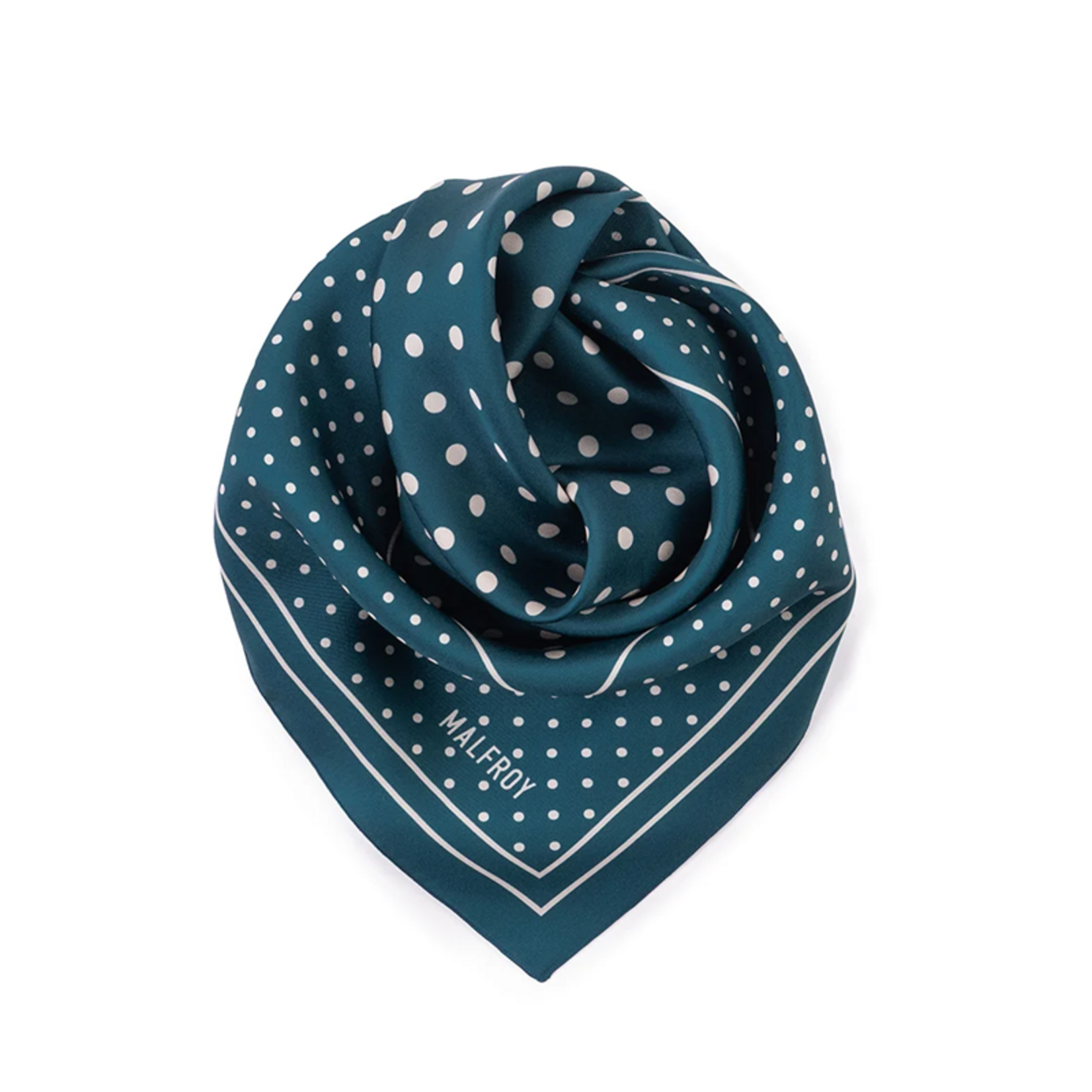 Carré de soie 67 - Pois – Bleu canard