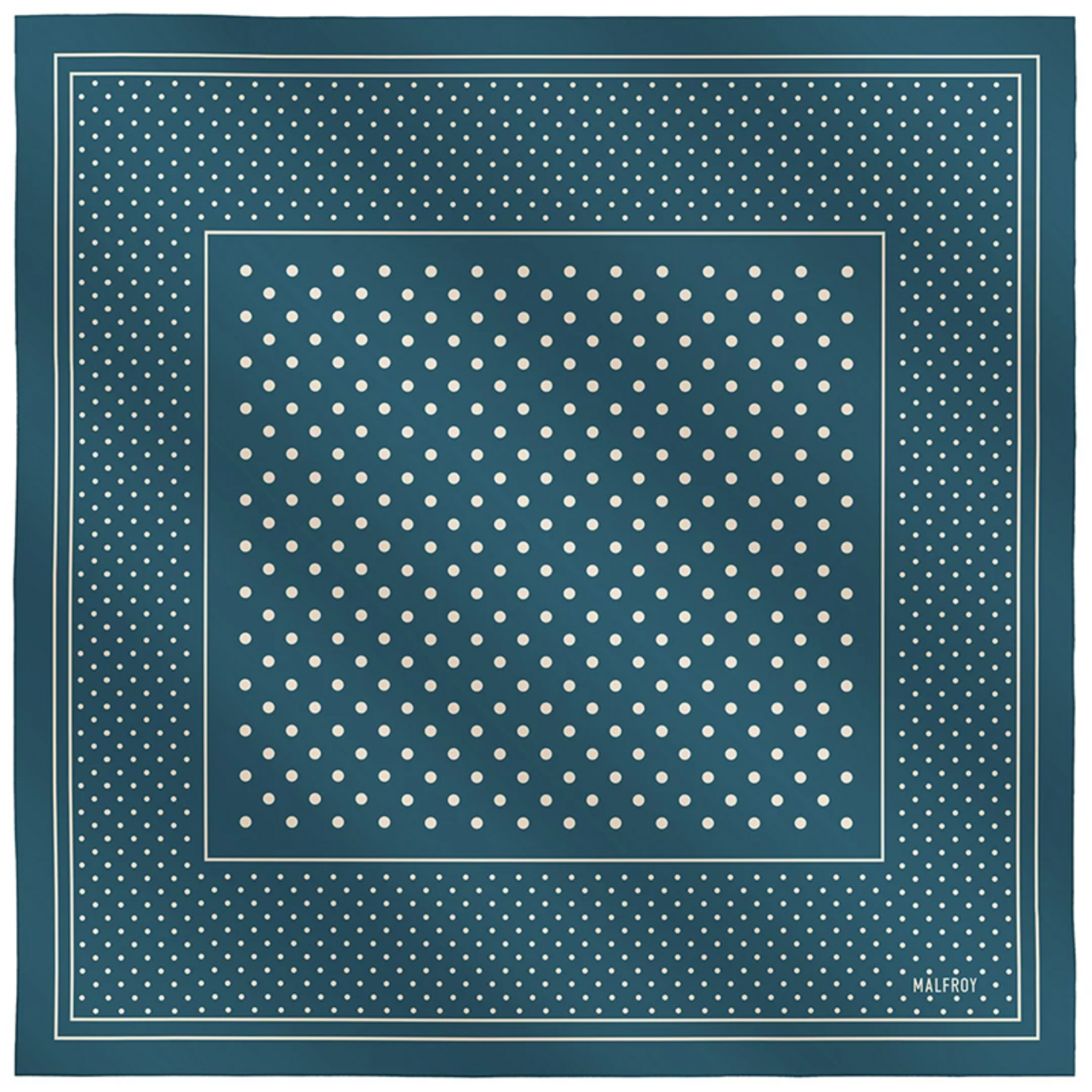 Carré de soie 67 - Pois – Bleu canard