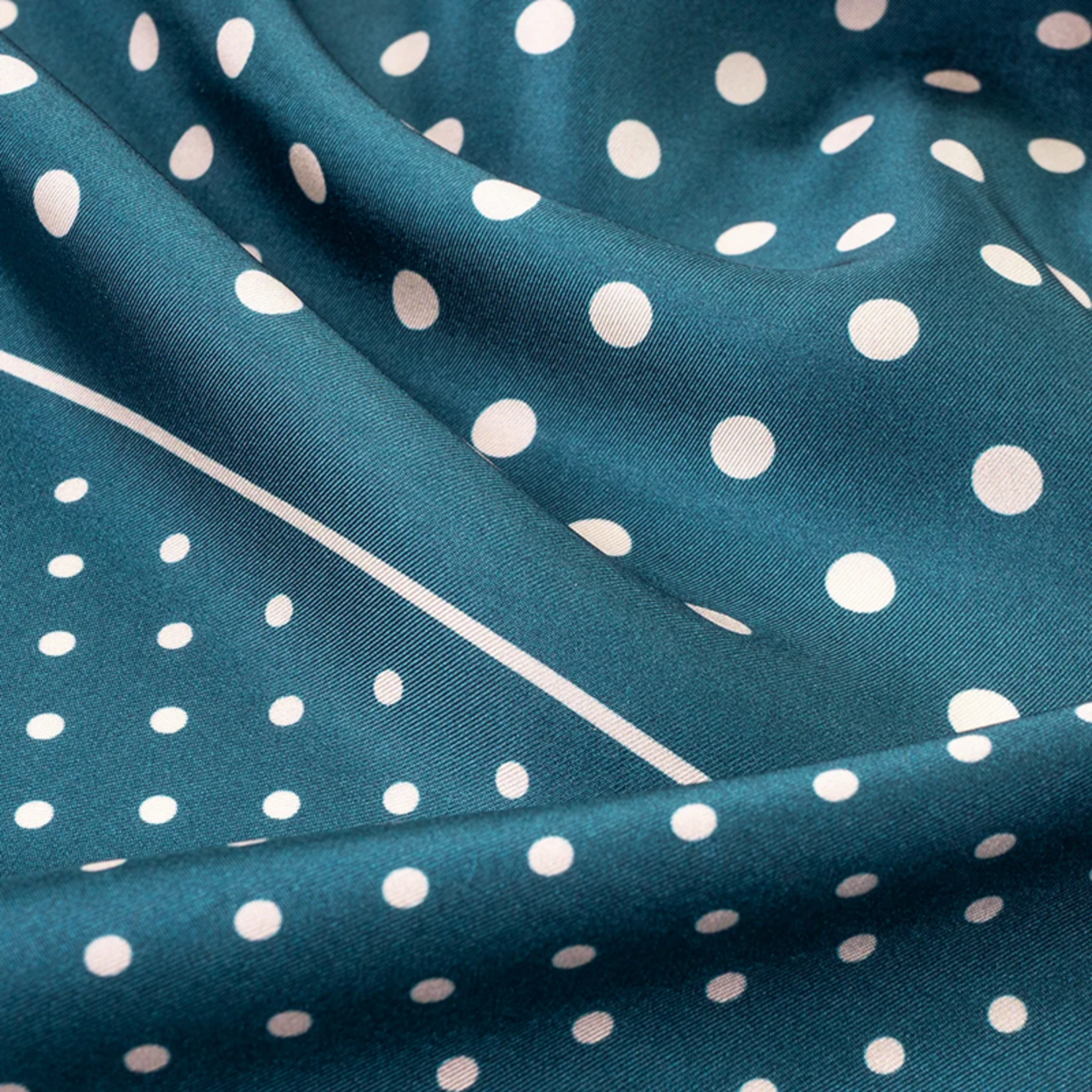 Carré de soie 67 - Pois – Bleu canard