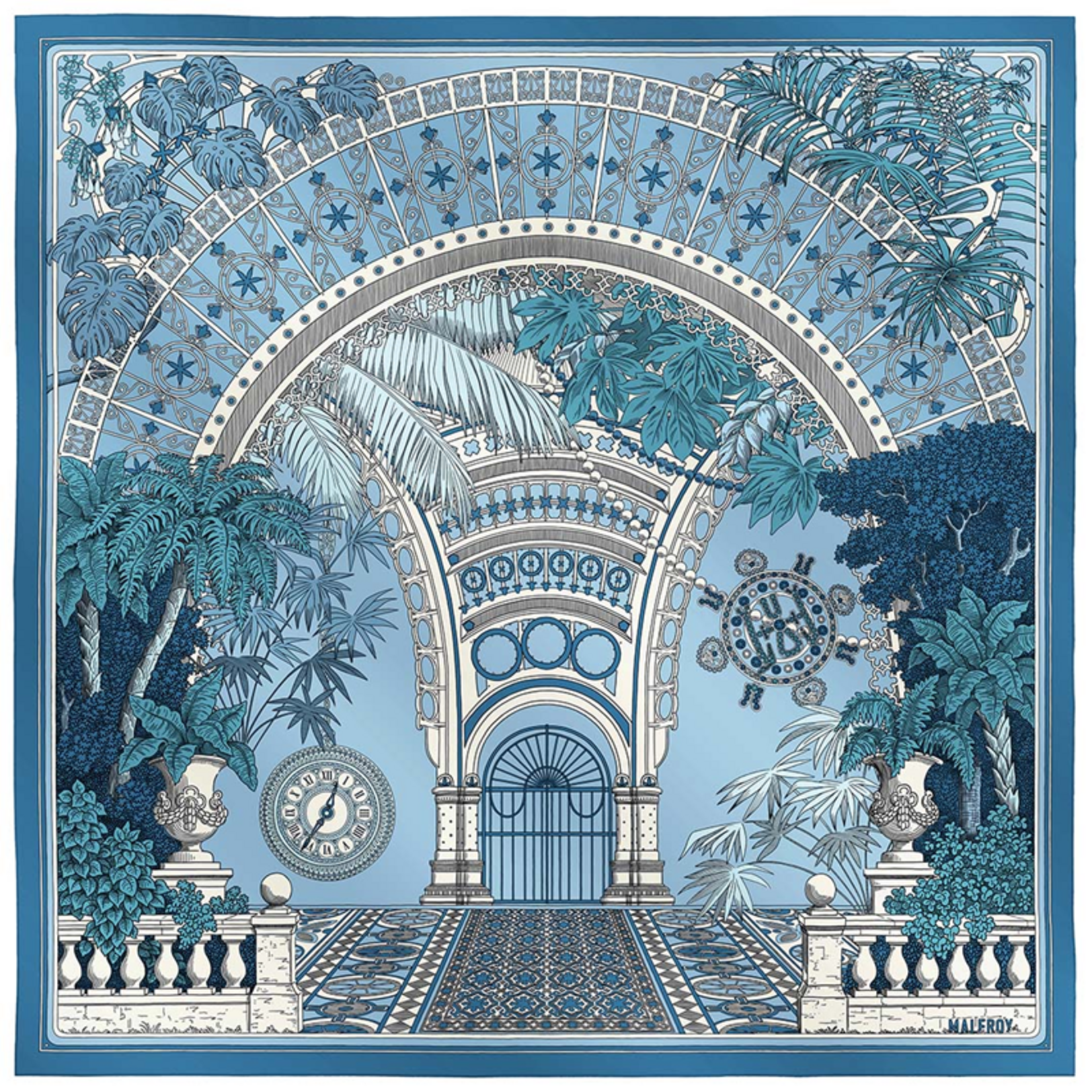 Carré de soie 67 - La belle époque – Bleu