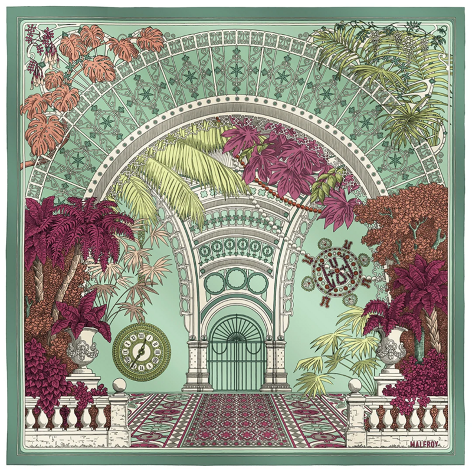 Carré de soie 67 - La belle époque – Vert