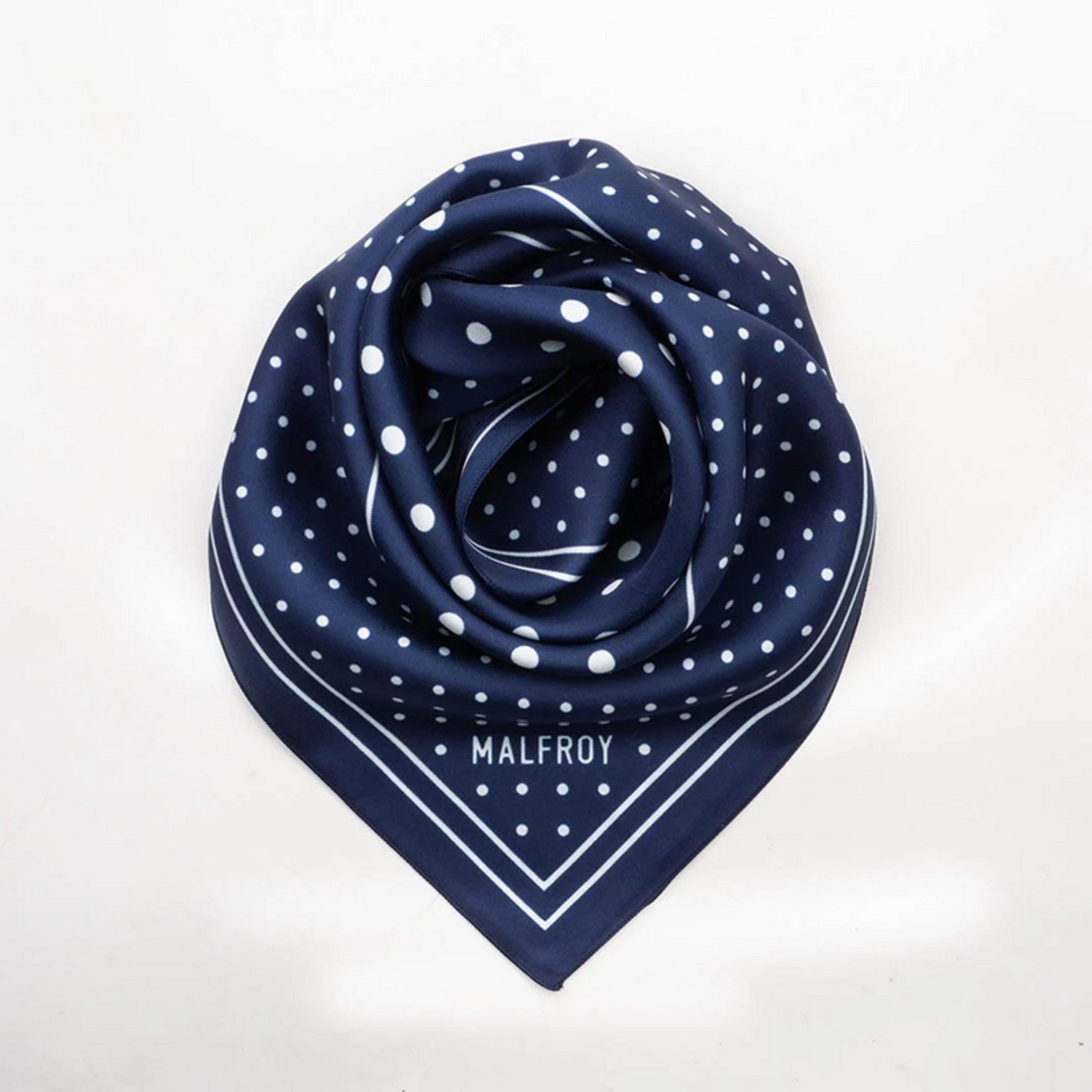 Carré de soie 49 - Pois – Bleu marine