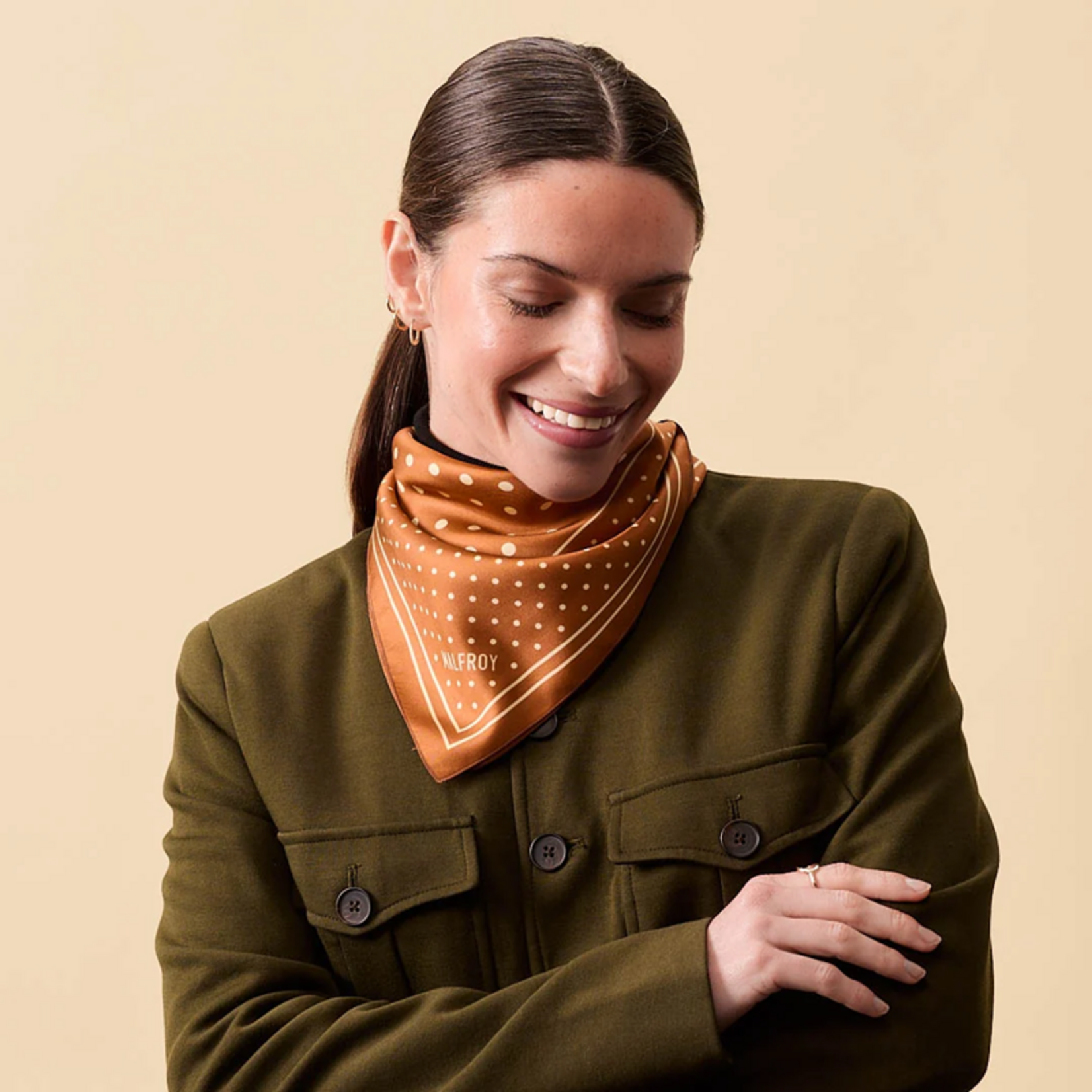 Carré de soie 49 - Pois – Marron
