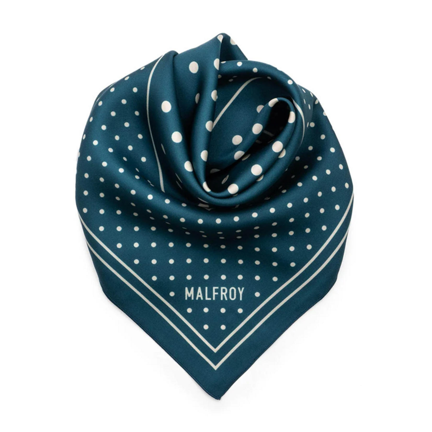 Carré de soie 49 - Pois – Bleu canard