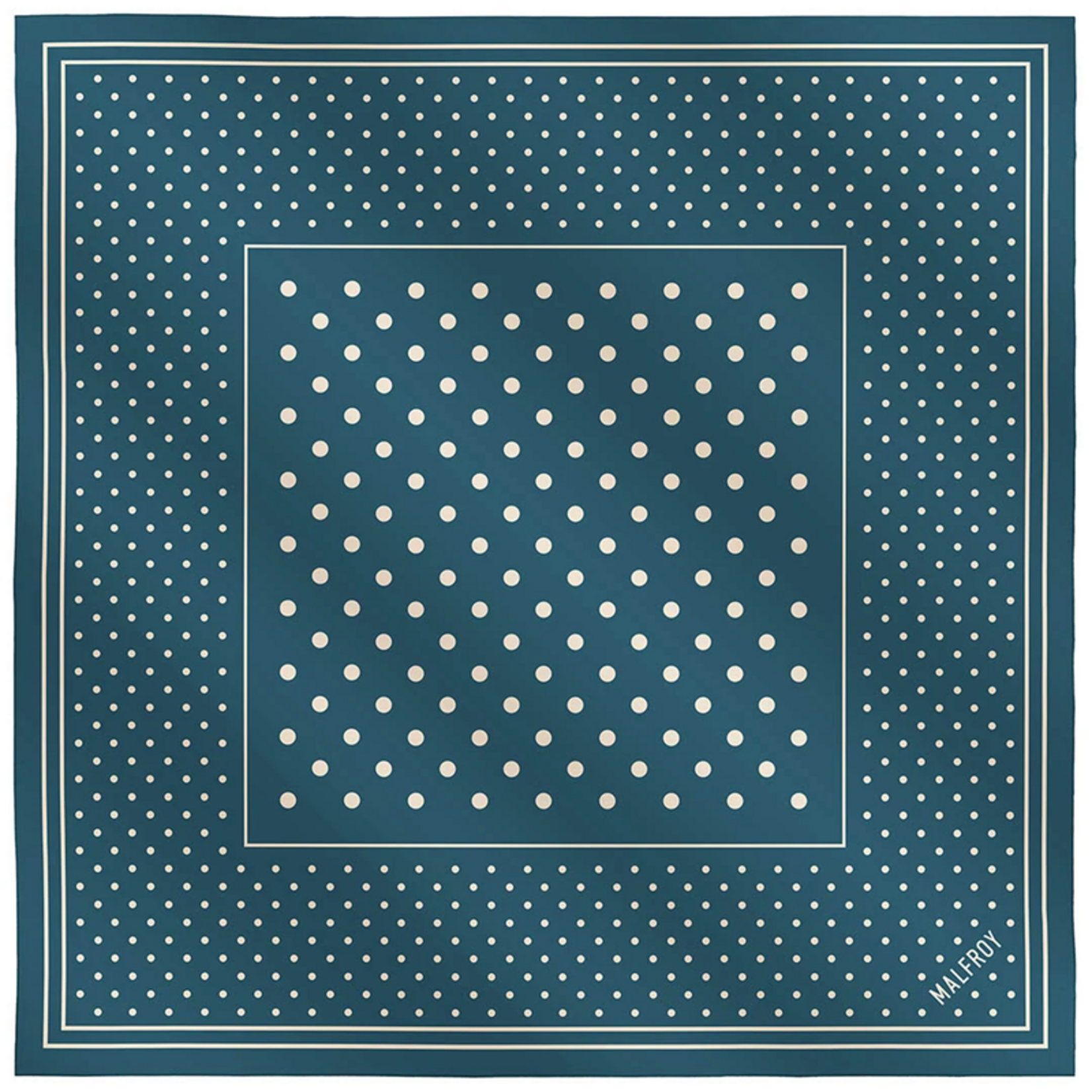 Carré de soie 49 - Pois – Bleu canard