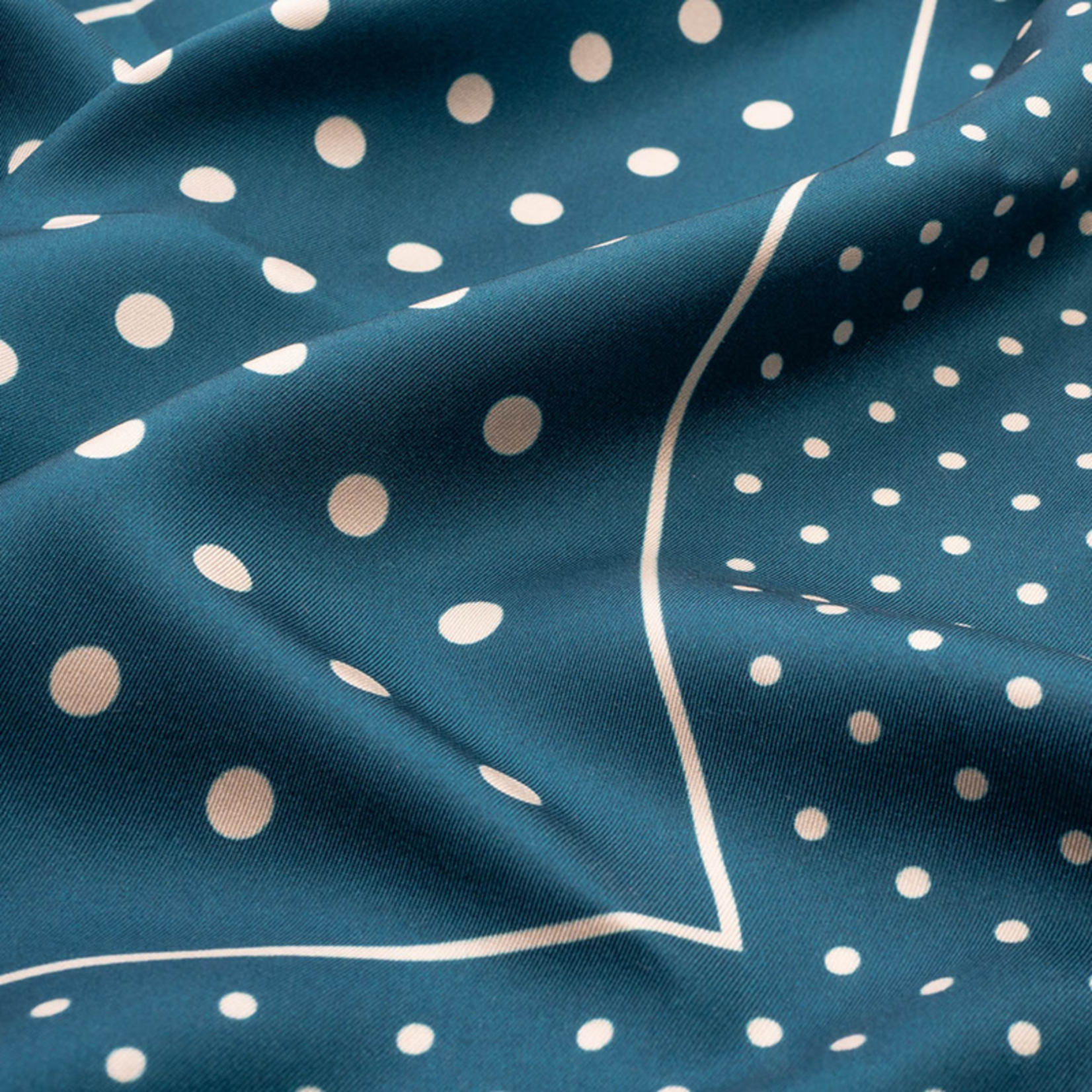 Carré de soie 49 - Pois – Bleu canard