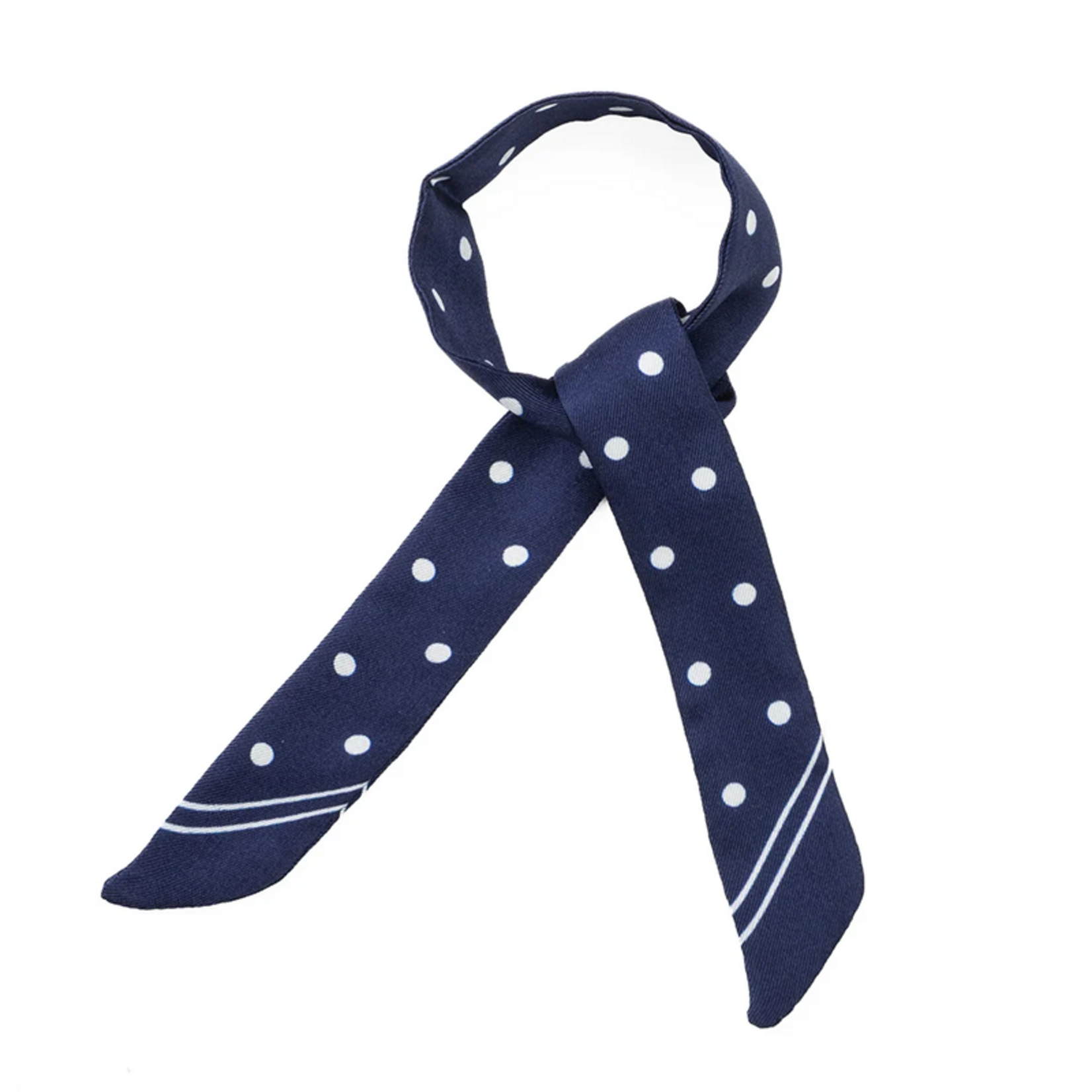 Lien en soie - Pois - Bleu marine