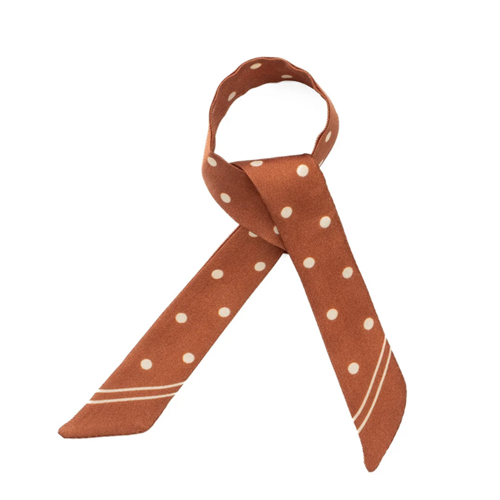 Lien en soie - Pois - Marron