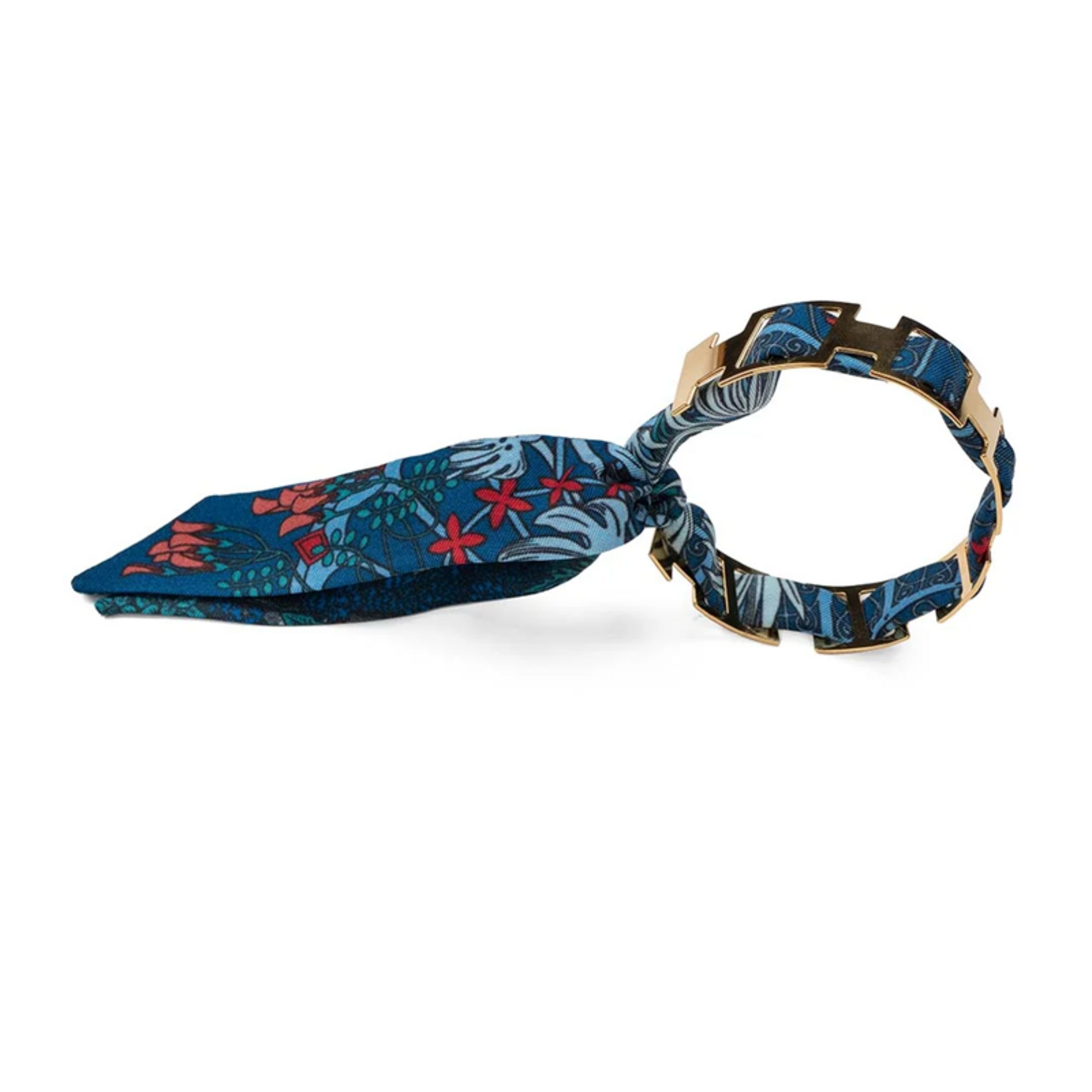 Bracelet doré et Lien en soie - La Verrière - Bleu