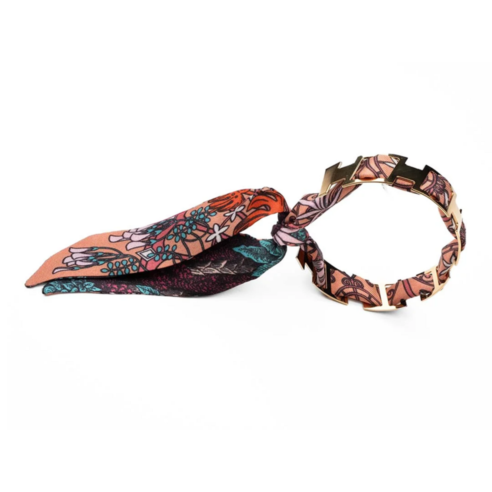 Bracelet doré et Lien en soie - La Verrière - Orange