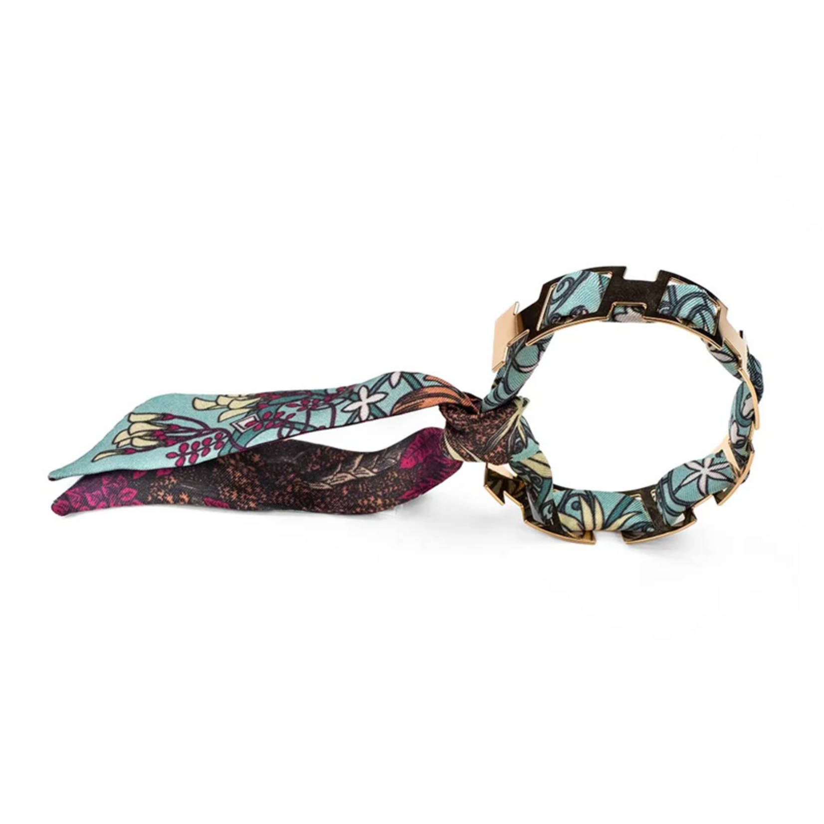 Bracelet doré et Lien en soie - La Verrière - Vert