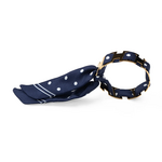 Bracelet doré et Lien en soie - Pois - Bleu marine