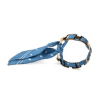 Bracelet doré et Lien en soie - Pois - Bleu
