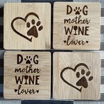 Onderleggers voor glazen "Dog mother - Wine lover"