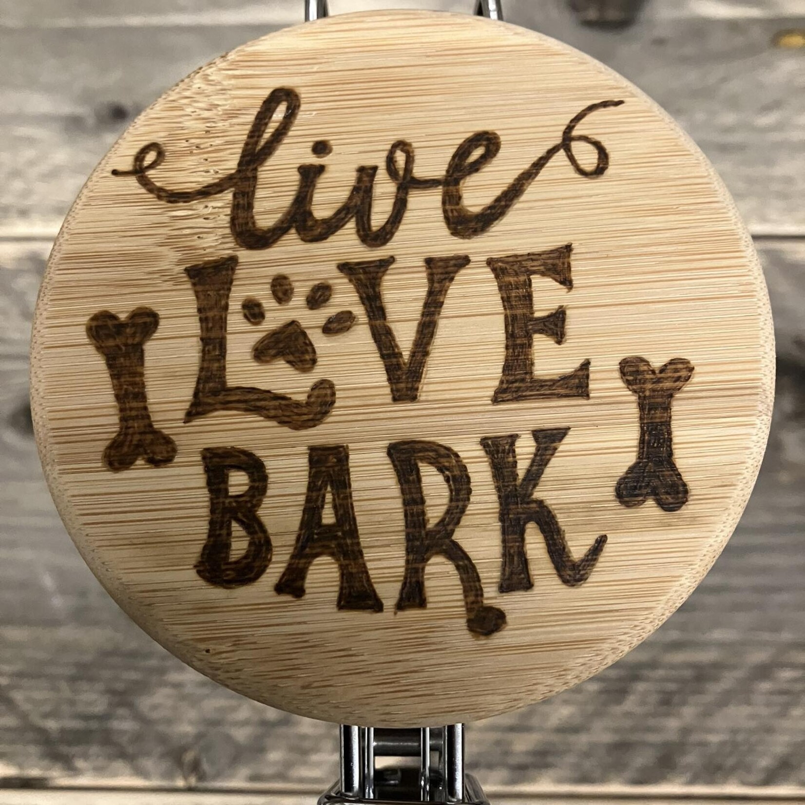 Voorraadpot / bewaarpot in glas 1L "Live Love  Bark"