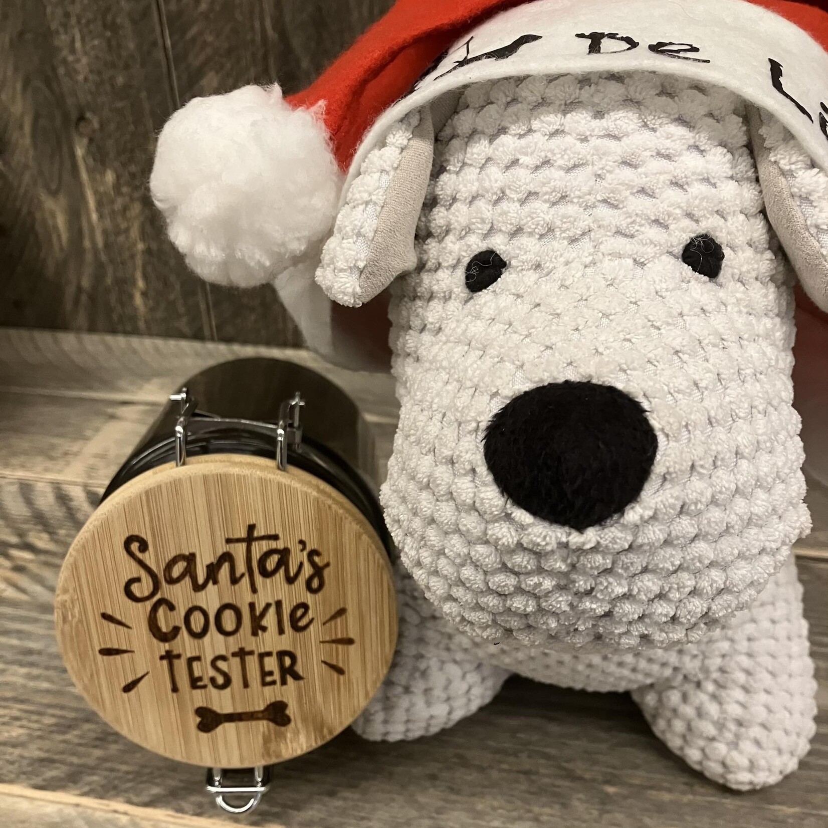 Voorraadpot / bewaarpot in glas 1L "Santa's cookie tester"